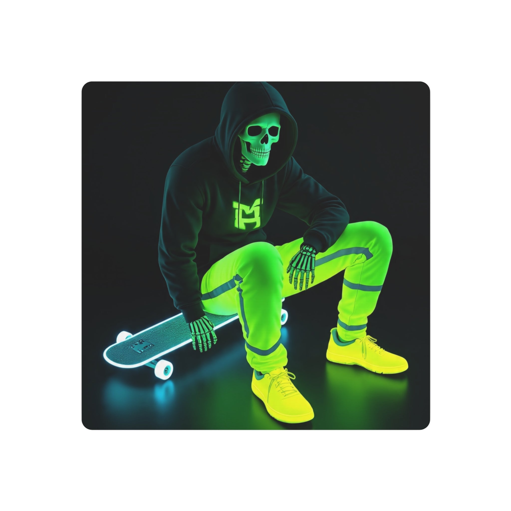 Urban Skeleton Metal Art Sign, Modern Wall Decor, Skateboarder Home Art, Gift for Teens and Young Adults, Unique Decorative Sign