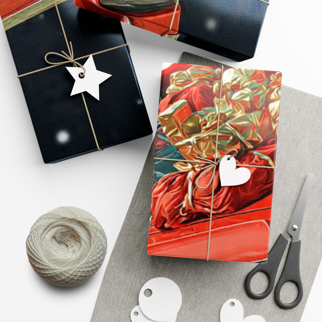 Vintage Santa's Bag Gift Wrap Papers, Holiday Wrapping Paper, Christmas Gift Wrap, Festive Gift Wrap, Retro Santa Paper