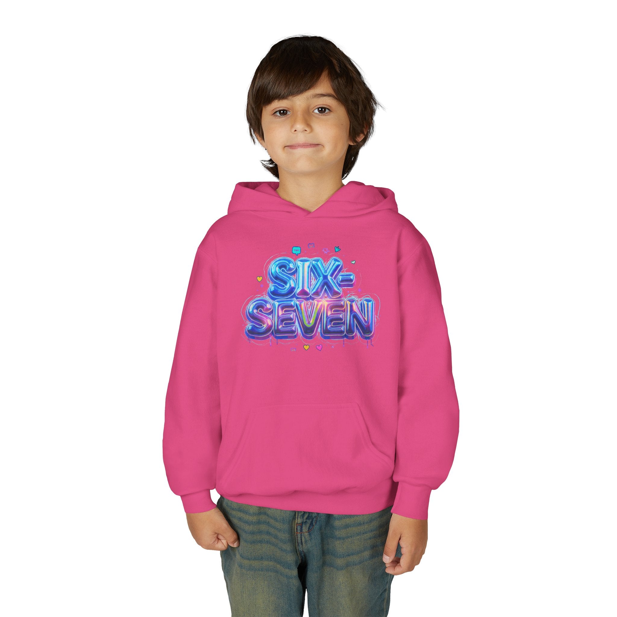 Youth Hoodie — "Six Seven" Colorful 3D Balloon Text Graphic
