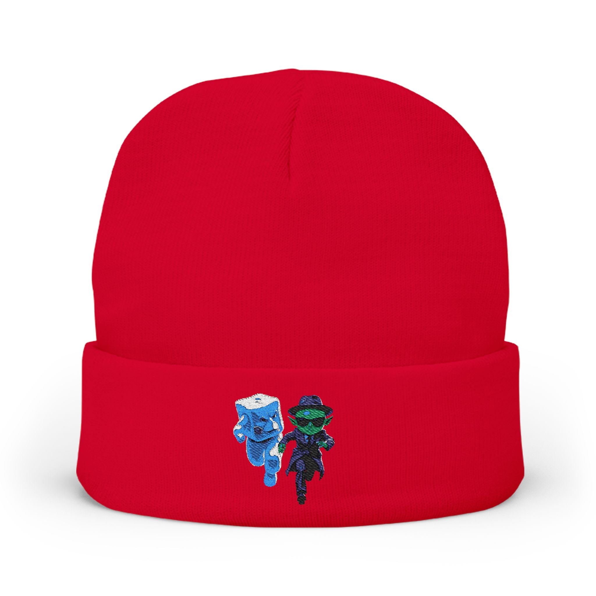Alien Ice Knit Beanie, Embroidered Winter Hat