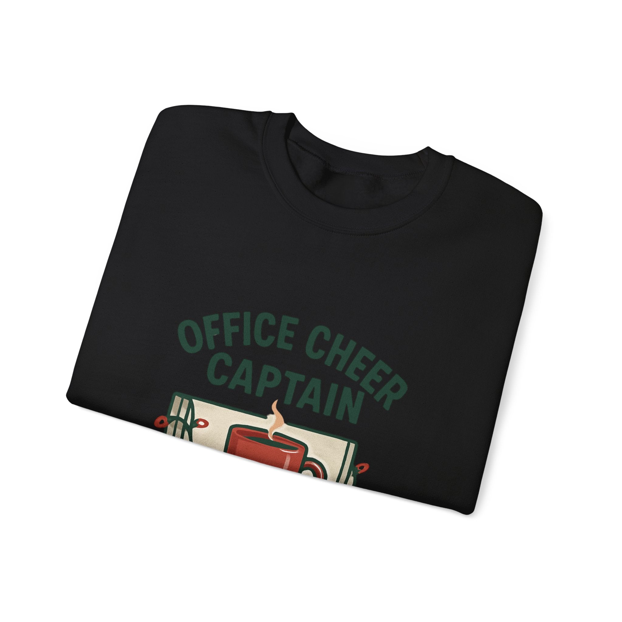 Crewneck Sweatshirt — "Office Cheer Captain" Holiday Coffee Crew