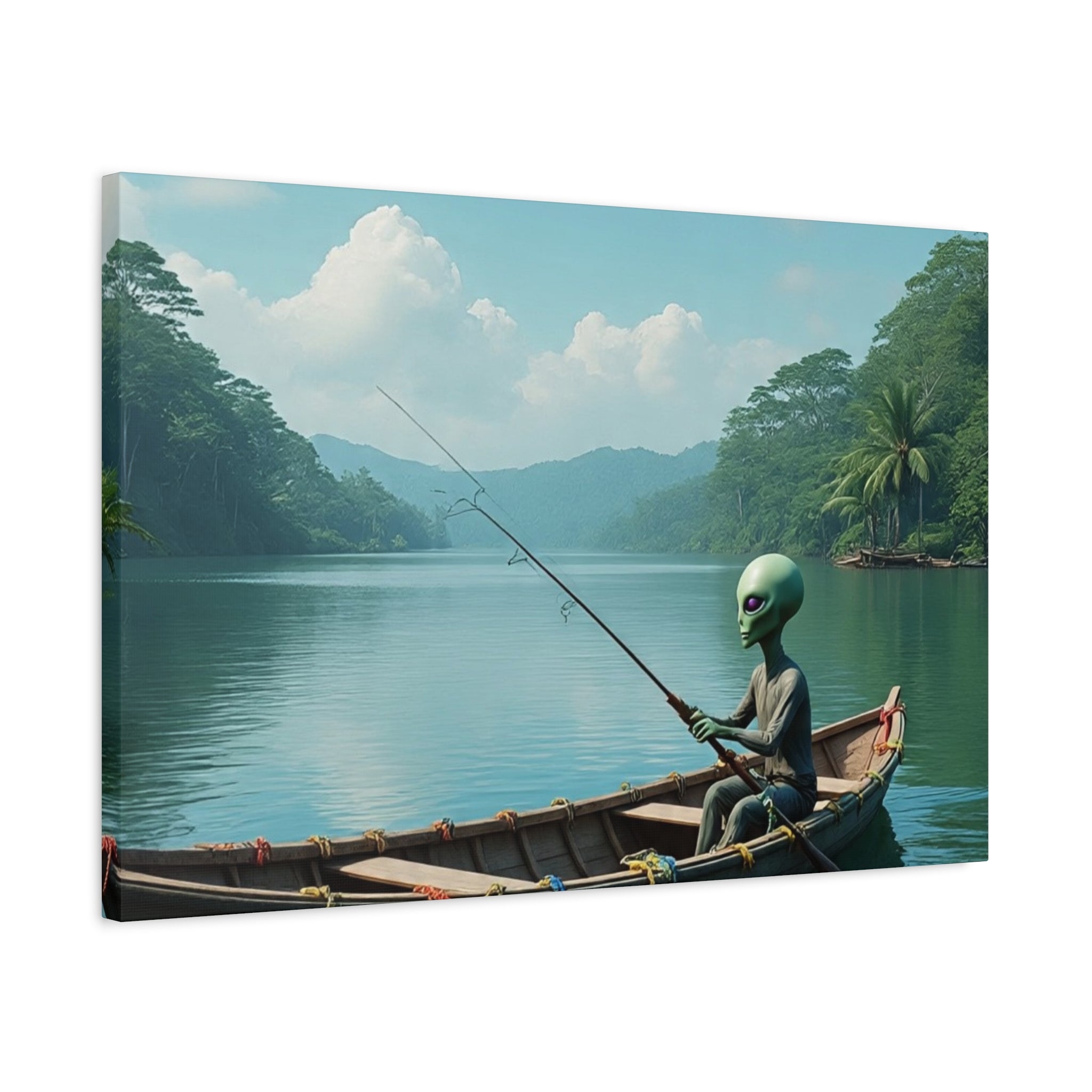 Alien Fishing Canvas Art