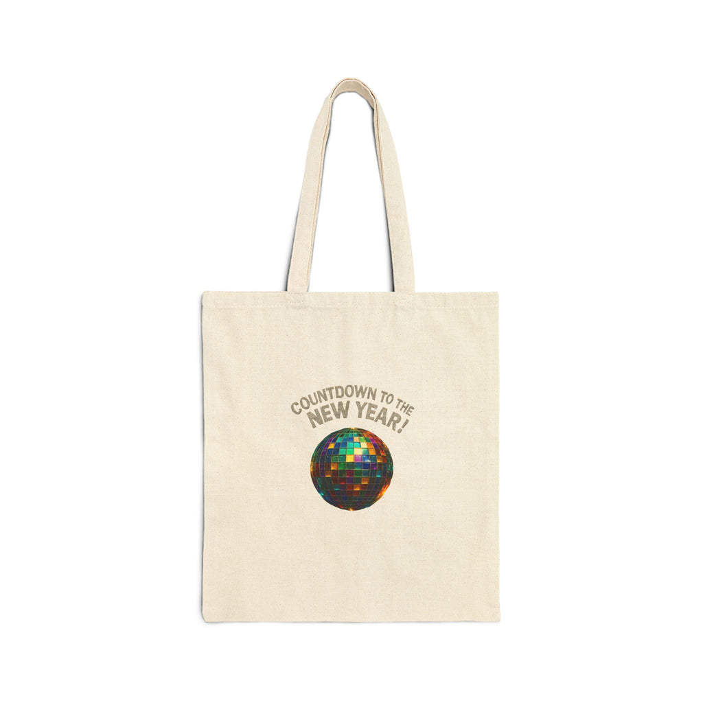 New Year Countdown Tote Bag — Disco Ball Cotton Canvas Tote