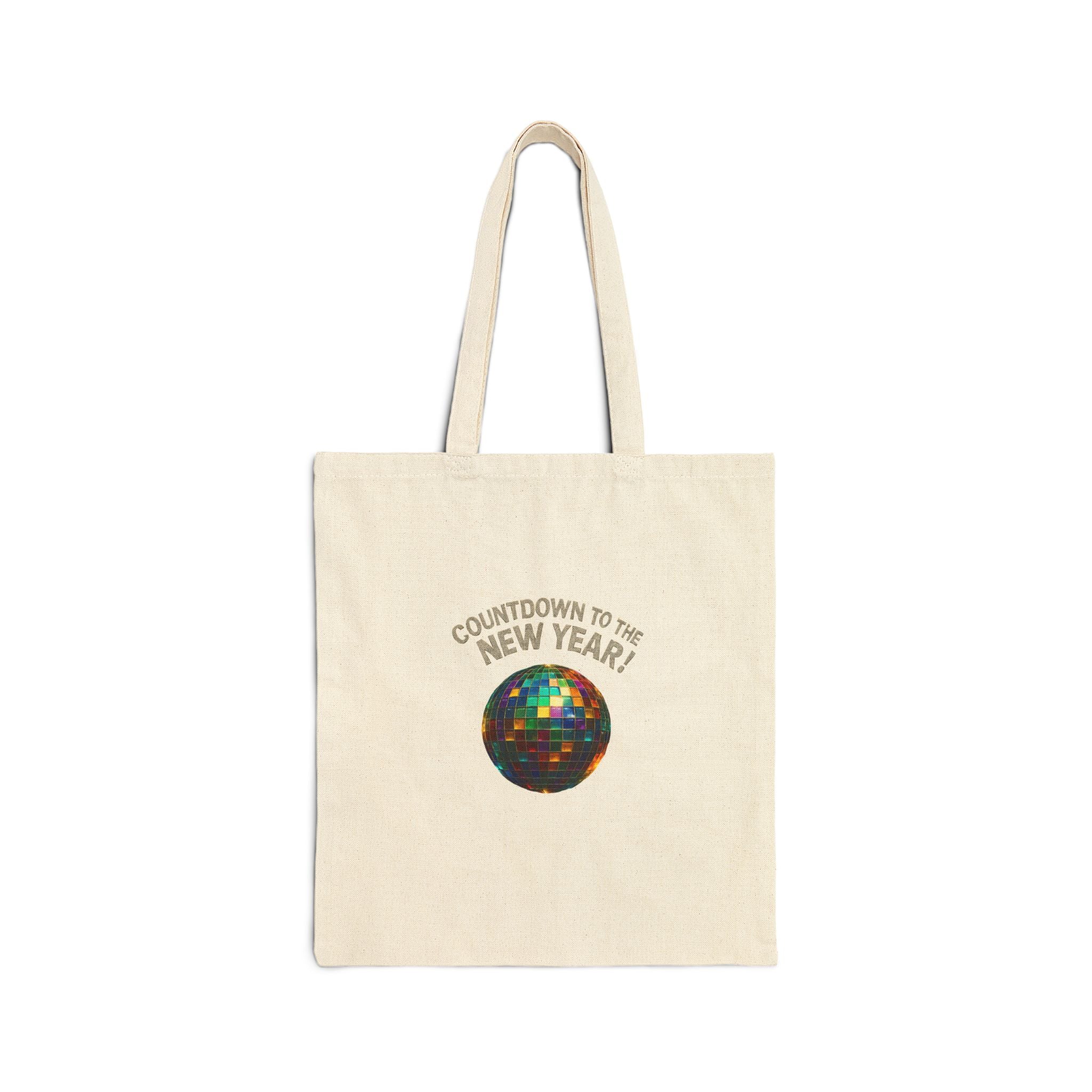 New Year Countdown Tote Bag — Disco Ball Cotton Canvas Tote