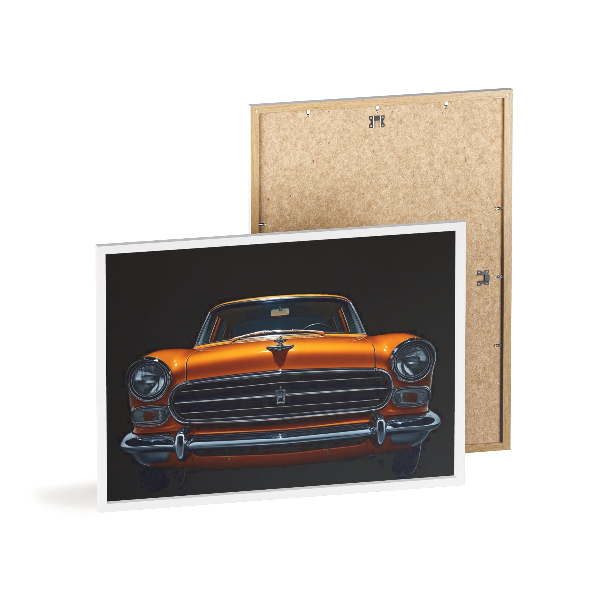 Classic Car Art Poster with Wooden Frame, Vintage Auto Decor, Gift for Car Lovers, Retro Wall Art, Home & Office Decoration