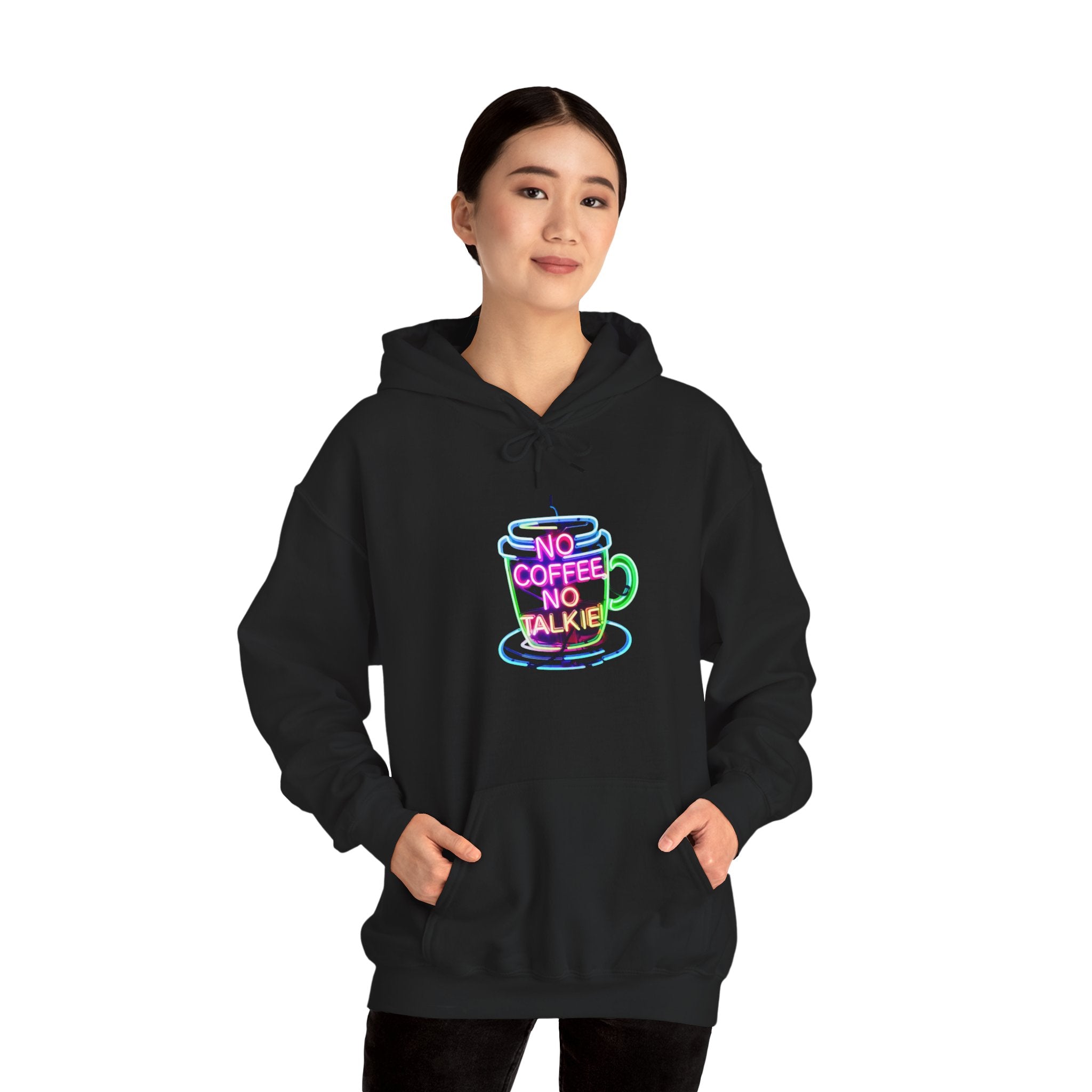 Hoodie - "No Coffee No Talkie" Colorful Coffee Cup Hoodie