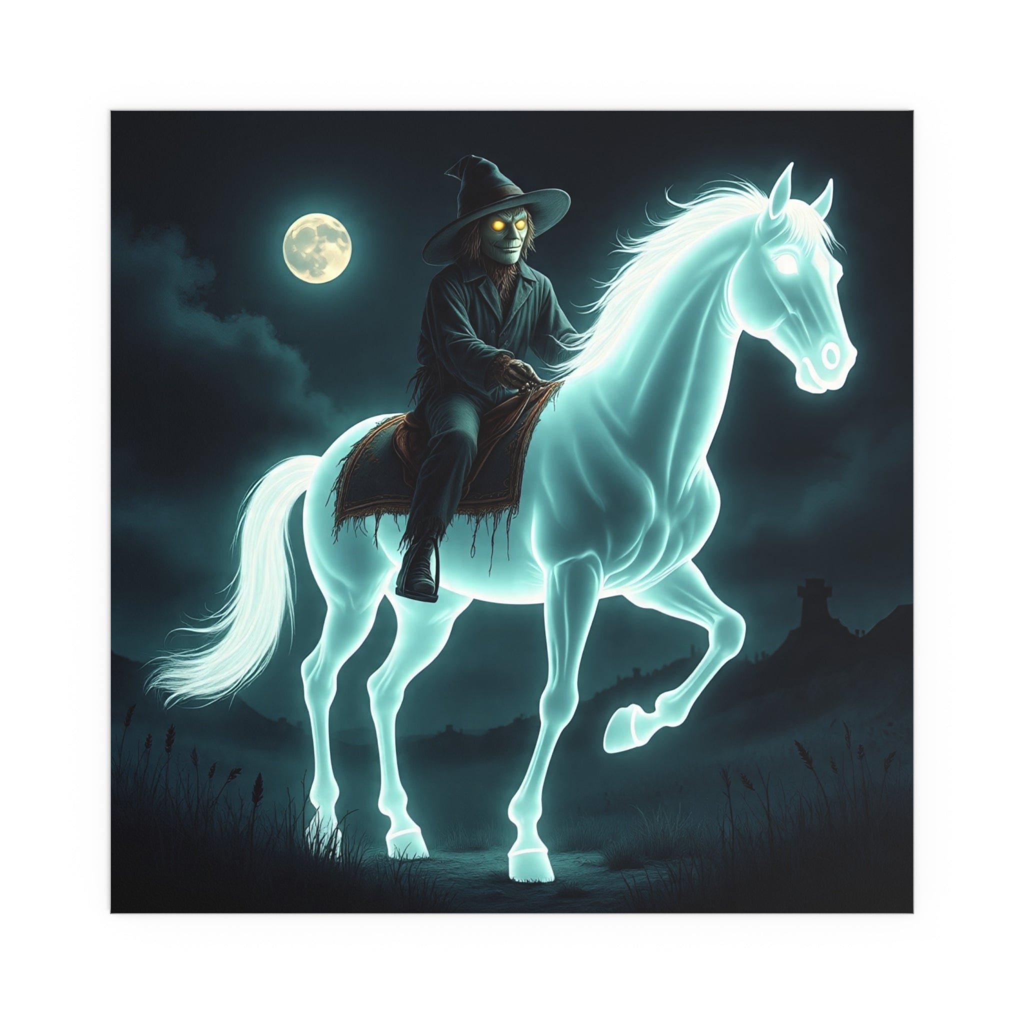 Mystical Wizard Horse Silk Poster, Home Decor, Halloween Art, Wall Art, Gift for Horse Lovers, Indoor and Outdoor Decoration