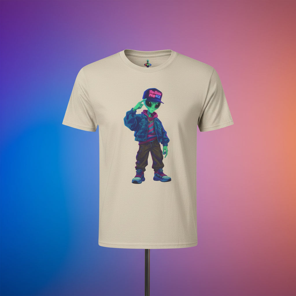 VYBZ Vibrant Alien Graphic Tee - Unisex Heavy Cotton Tee for Casual Wear, Gifts, Streetwear, Festivals, Unique Style
