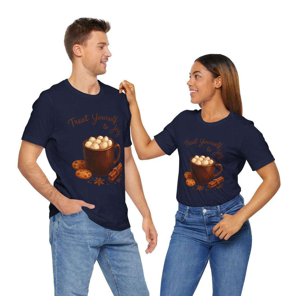 Hot Cocoa Tee — "Treat Yourself to Joy" Holiday Graphic Shirt
