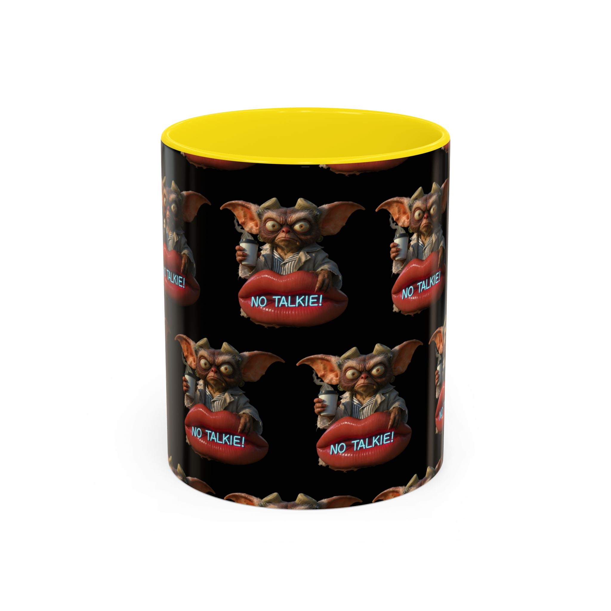 No Talkie Coffee Mug — Funny Grumpy Creature Accent Mug (11/15oz)