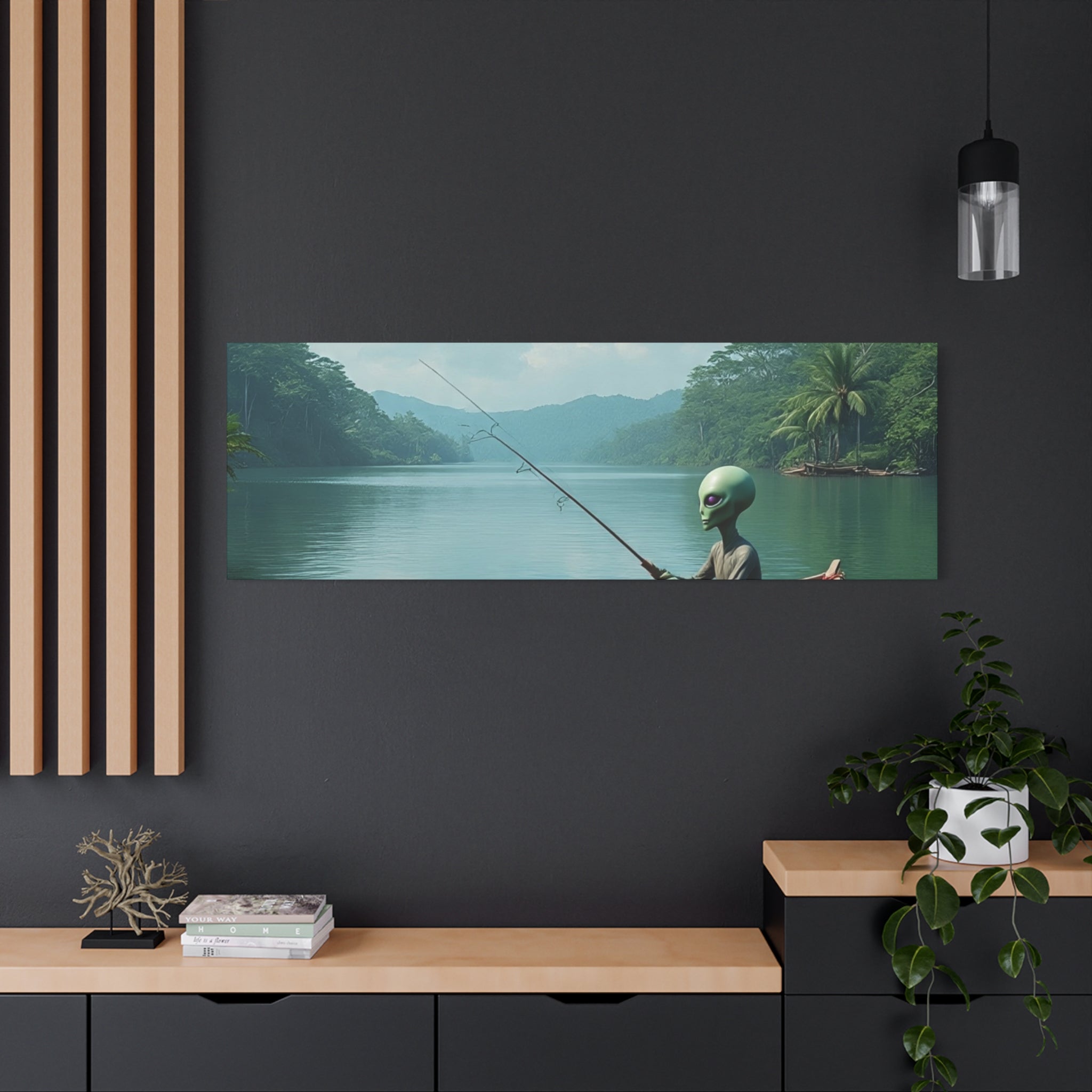 Alien Fishing Canvas Art