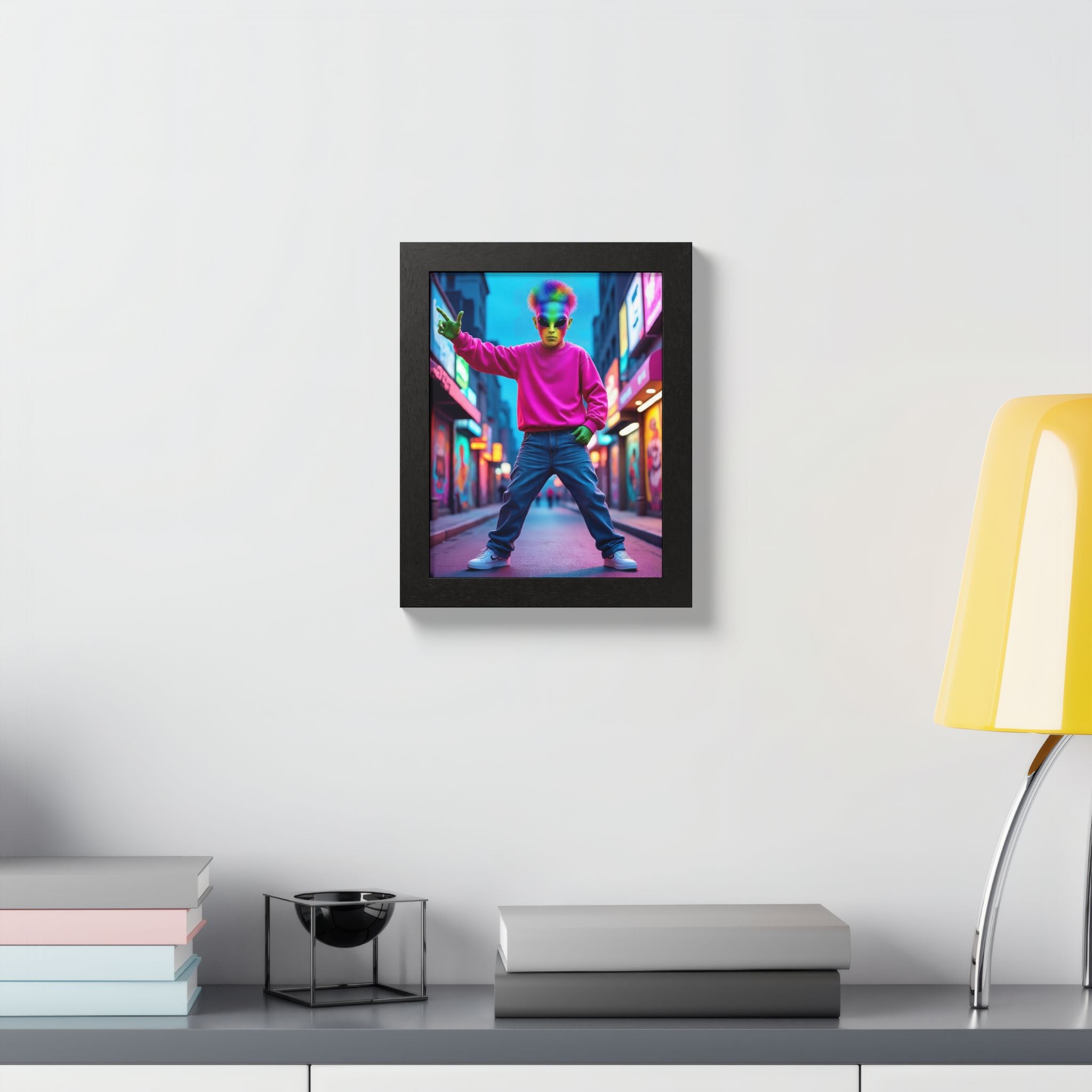 Vibrant Framed Poster, Colorful Wall Art for Home Décor, Funky Room Decoration, Unique Gift for Art Lovers, Retro Vibes, Pop Culture