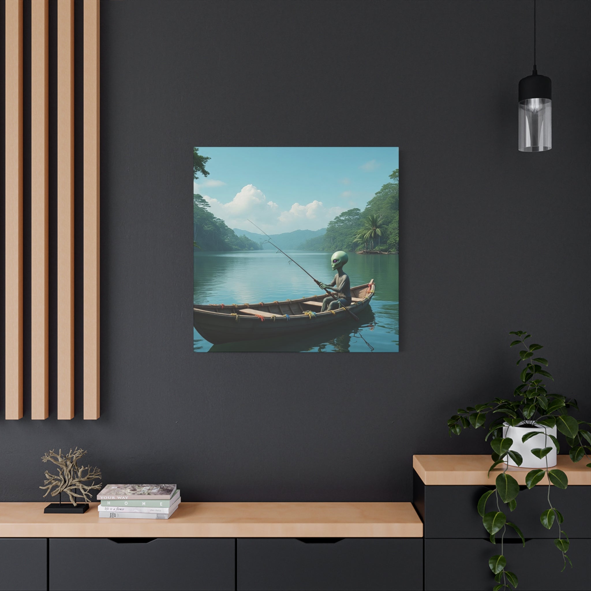 Alien Fishing Canvas Art