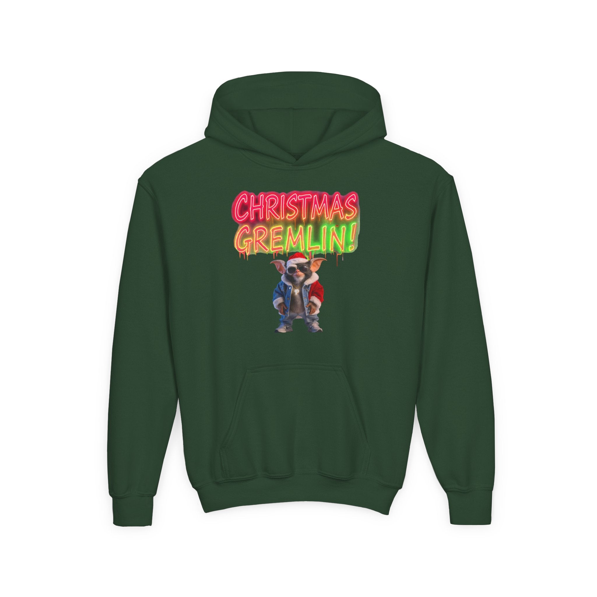 Youth Hoodie — 'Christmas Gremlin' Festive Kids Holiday Sweatshirt
