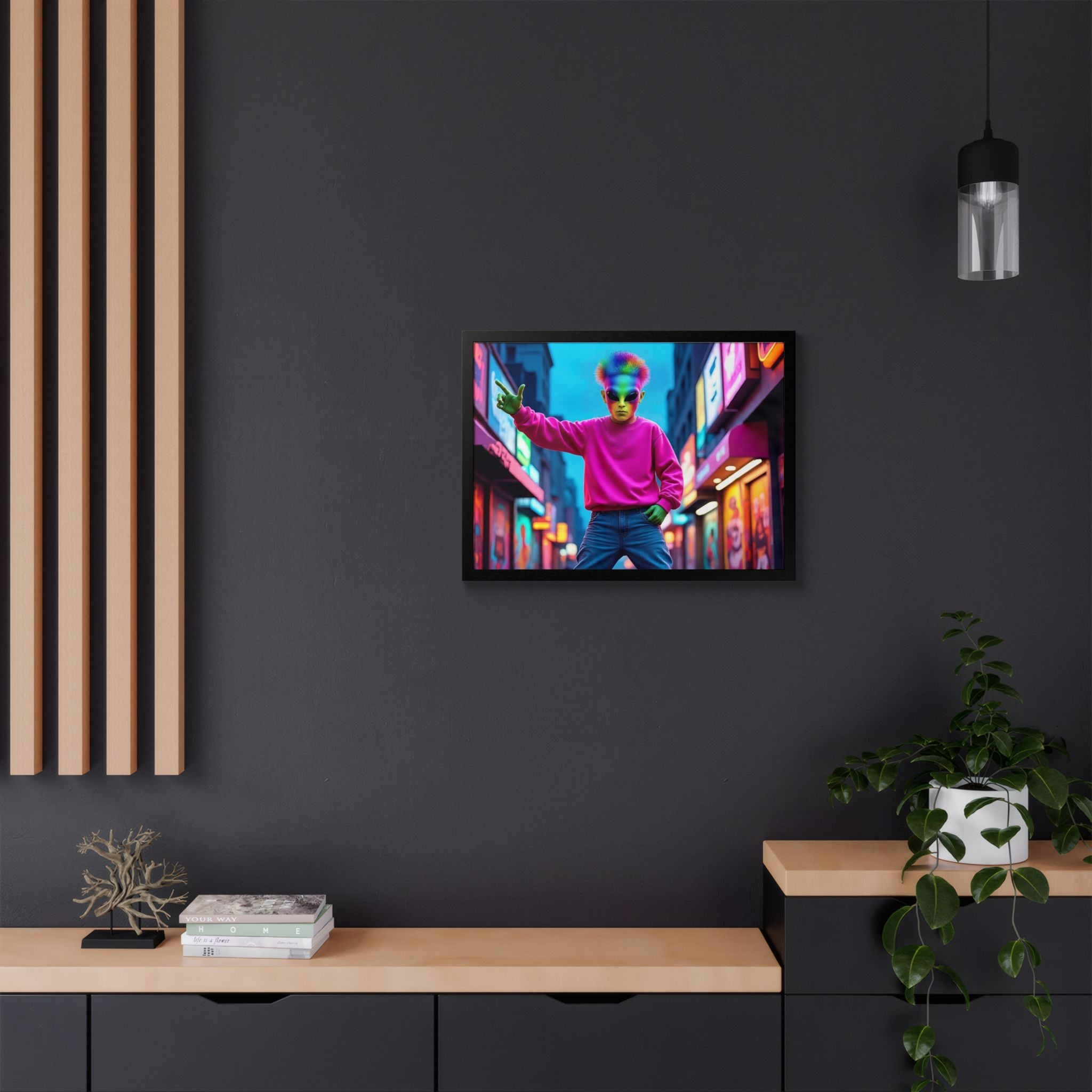Vibrant Framed Poster, Colorful Wall Art for Home Décor, Funky Room Decoration, Unique Gift for Art Lovers, Retro Vibes, Pop Culture