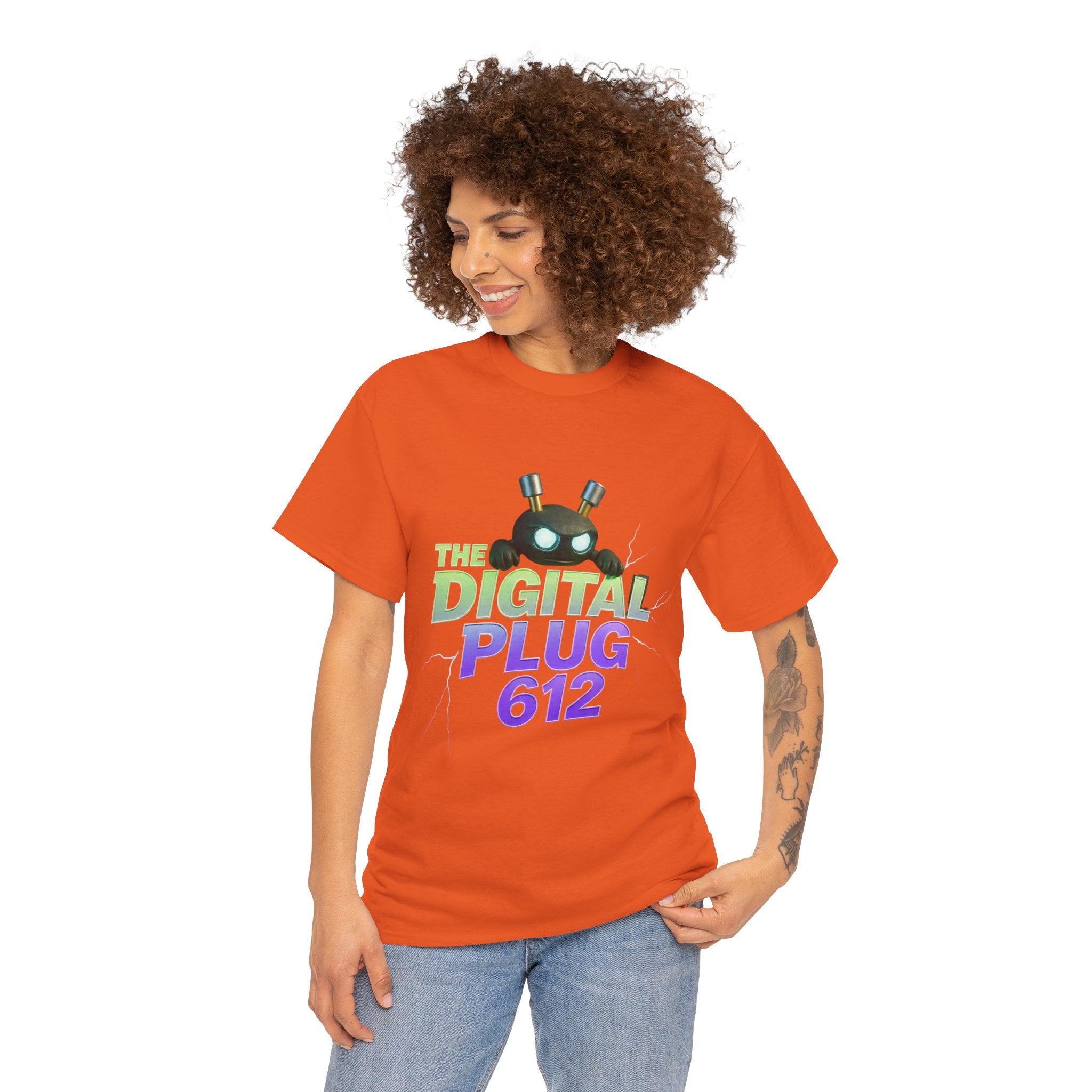 The Digital Plug 612 Tee — Retro Neon Tech Graphic T-Shirt
