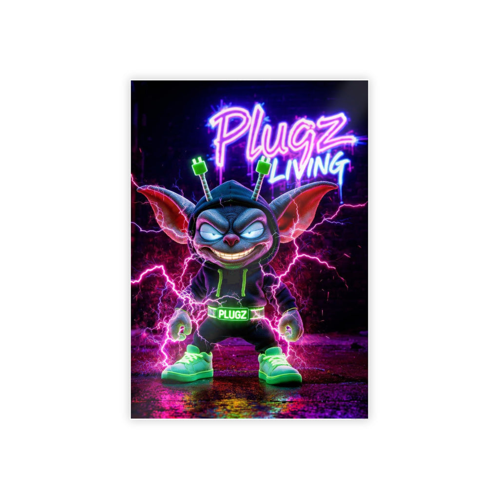 Gloss Poster — 'Plugz Living' Neon Character Art Print