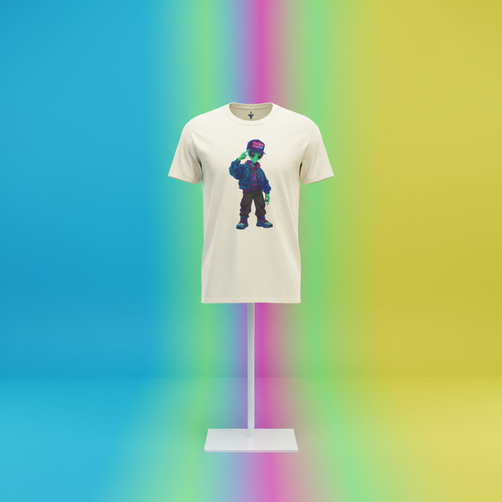 VYBZ Vibrant Alien Graphic Tee - Unisex Heavy Cotton Tee for Casual Wear, Gifts, Streetwear, Festivals, Unique Style