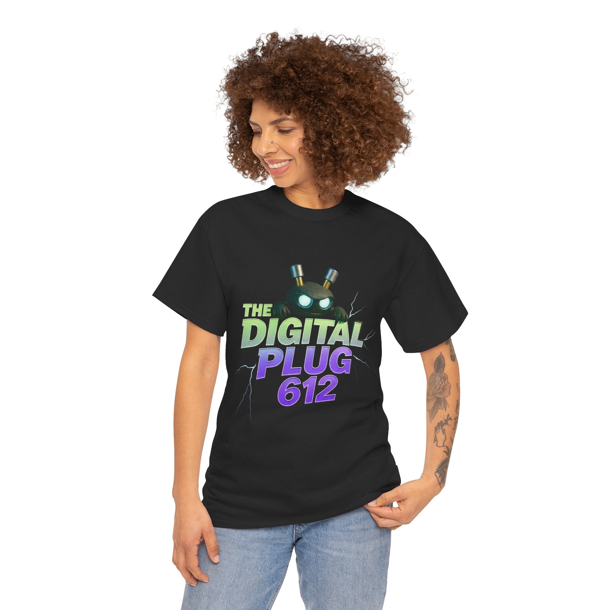 The Digital Plug 612 Tee — Retro Neon Tech Graphic T-Shirt