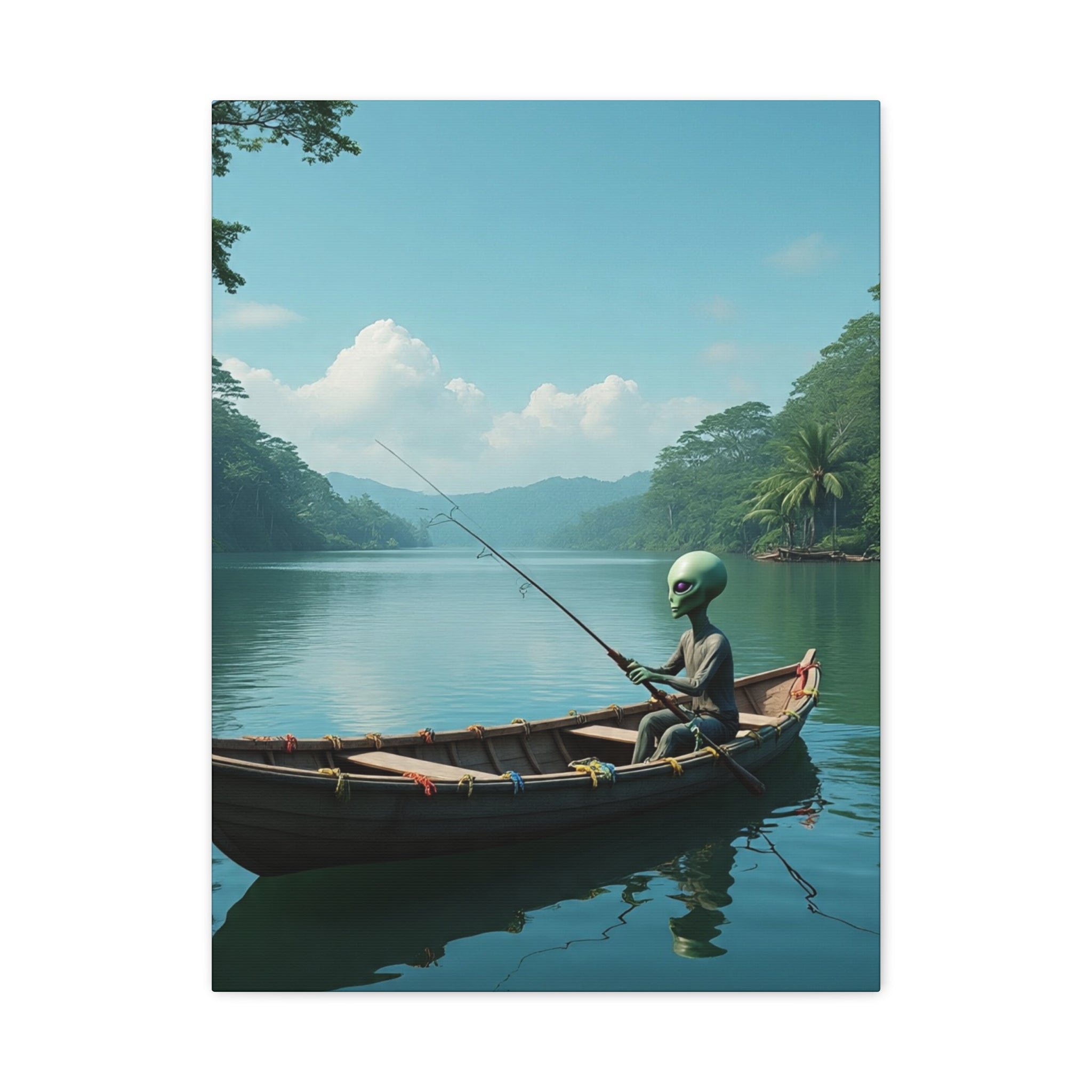 Alien Fishing Canvas Art
