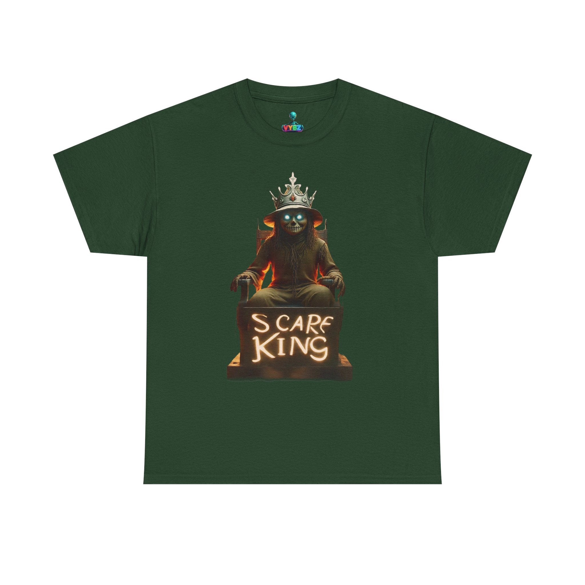 VYBZ Scare King Unisex Heavy Cotton Tee, Halloween Shirt, Horror Tee, Graphic T-Shirt, Scary Costume Top, Gift for Spooky Lovers