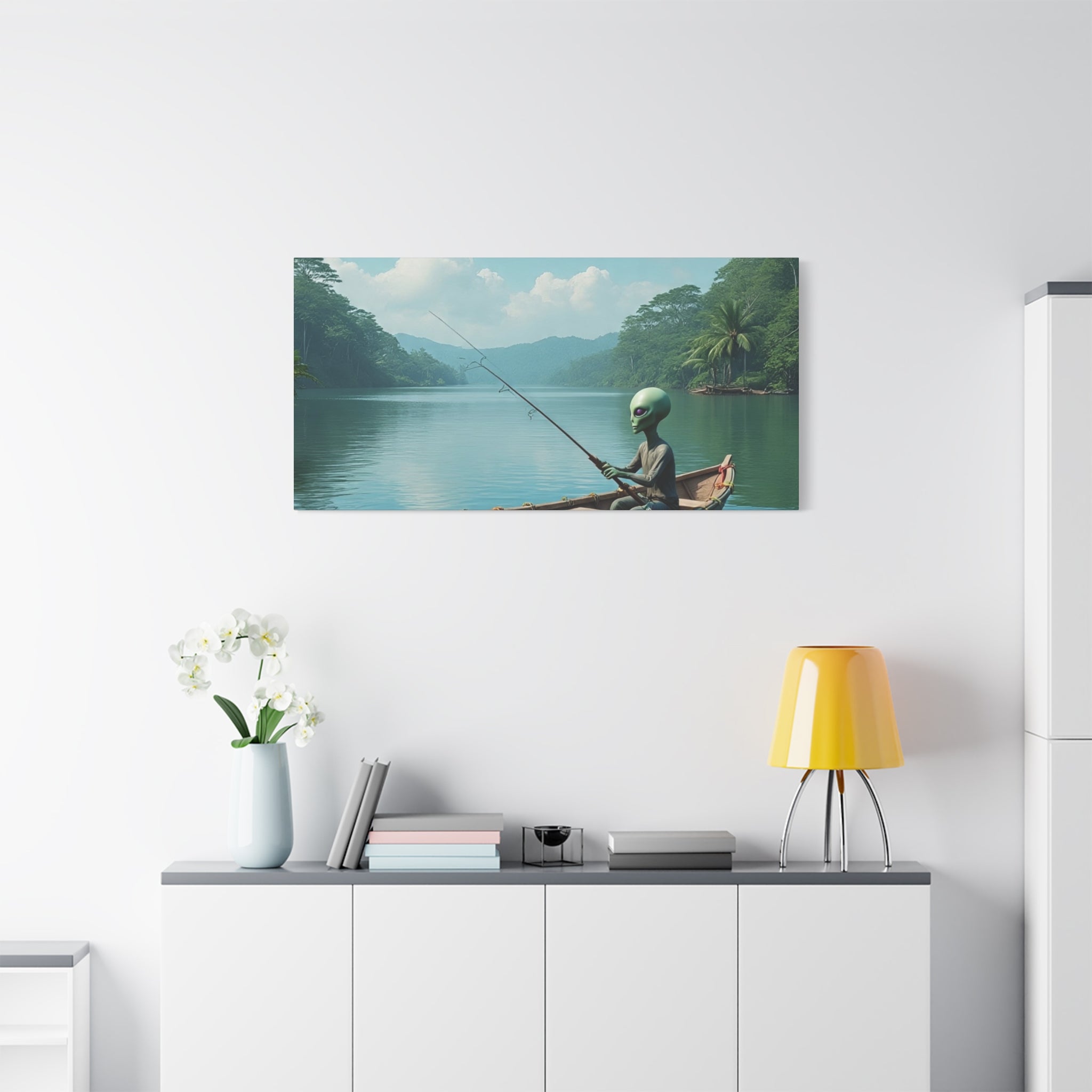 Alien Fishing Canvas Art