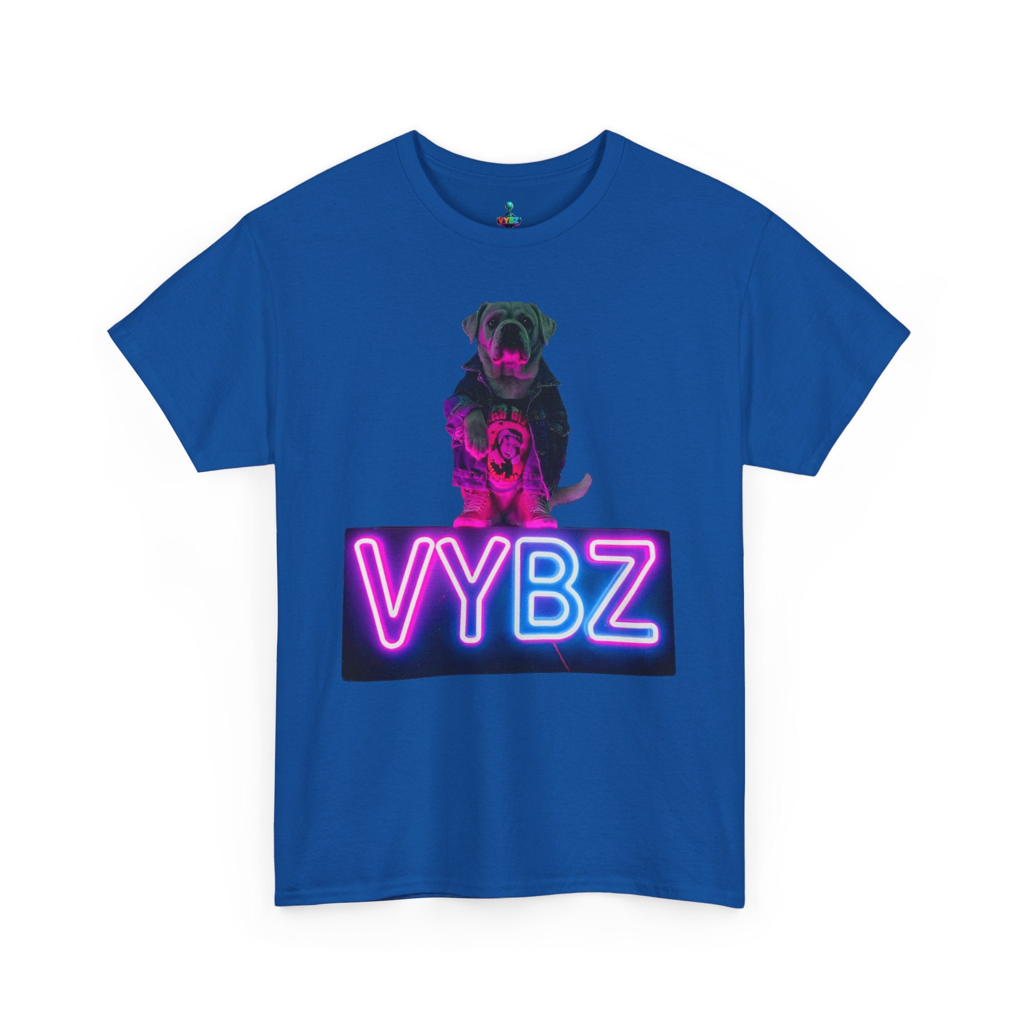 Neon Dog VYBZ Tee, Unisex Heavy Cotton T-Shirt, Casual Wear, Pet Lovers Gift, Streetwear Style, Dog Lover Apparel