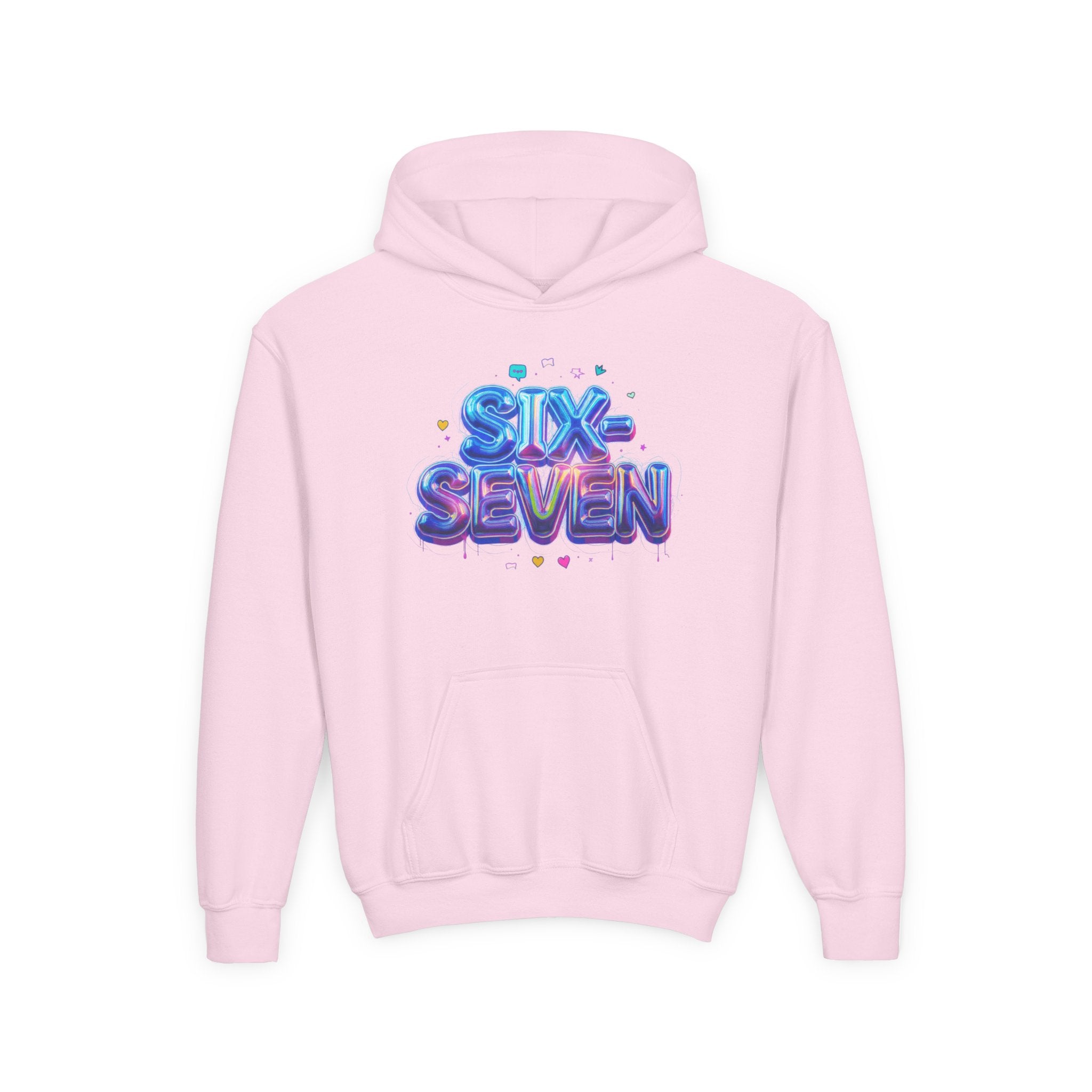 Youth Hoodie — "Six Seven" Colorful 3D Balloon Text Graphic