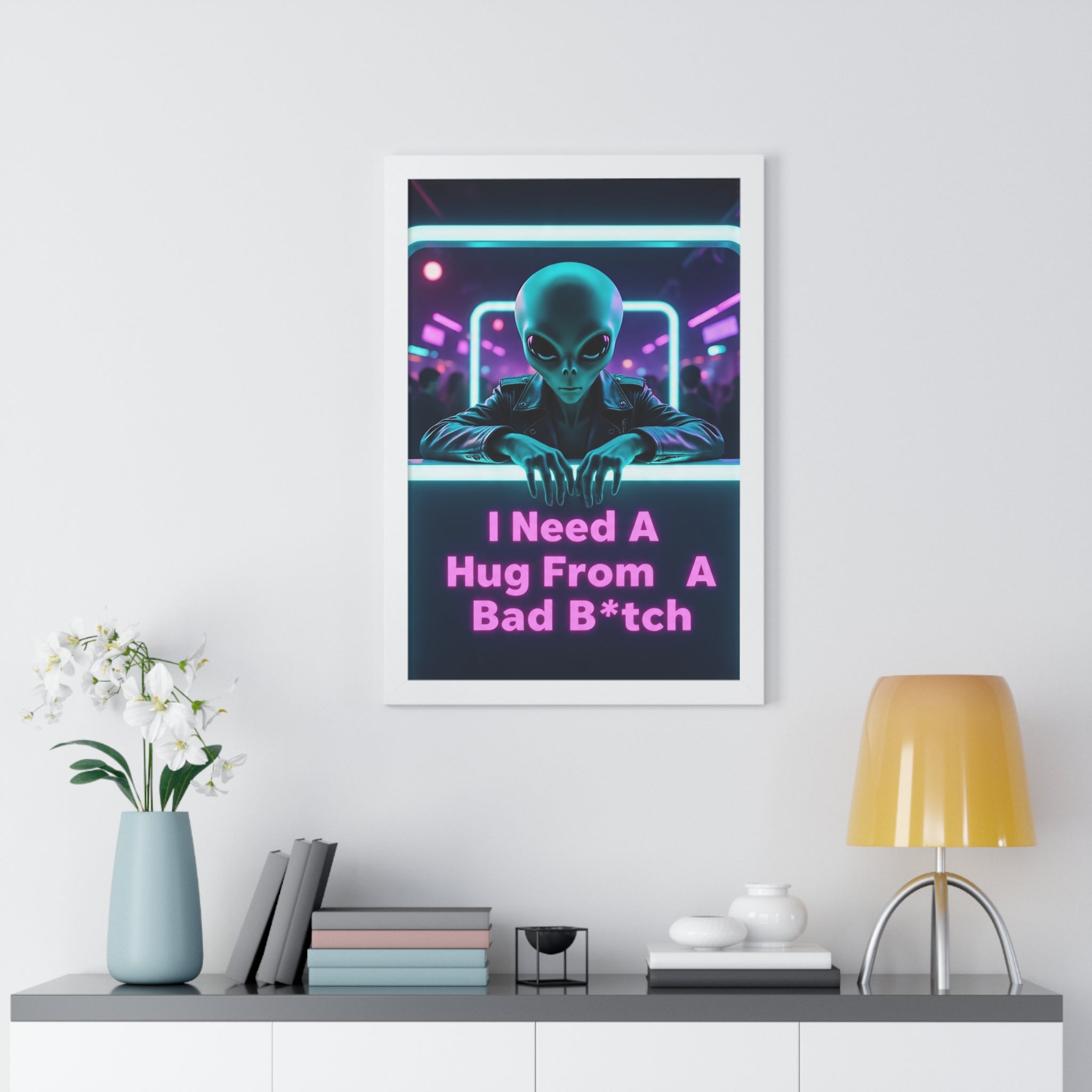 Funky Alien Art Print, Framed Vertical Poster for Home Decor, Cool Gift for Sci-Fi Lovers, Quirky Wall Art for Parties, Unique Room [...]
