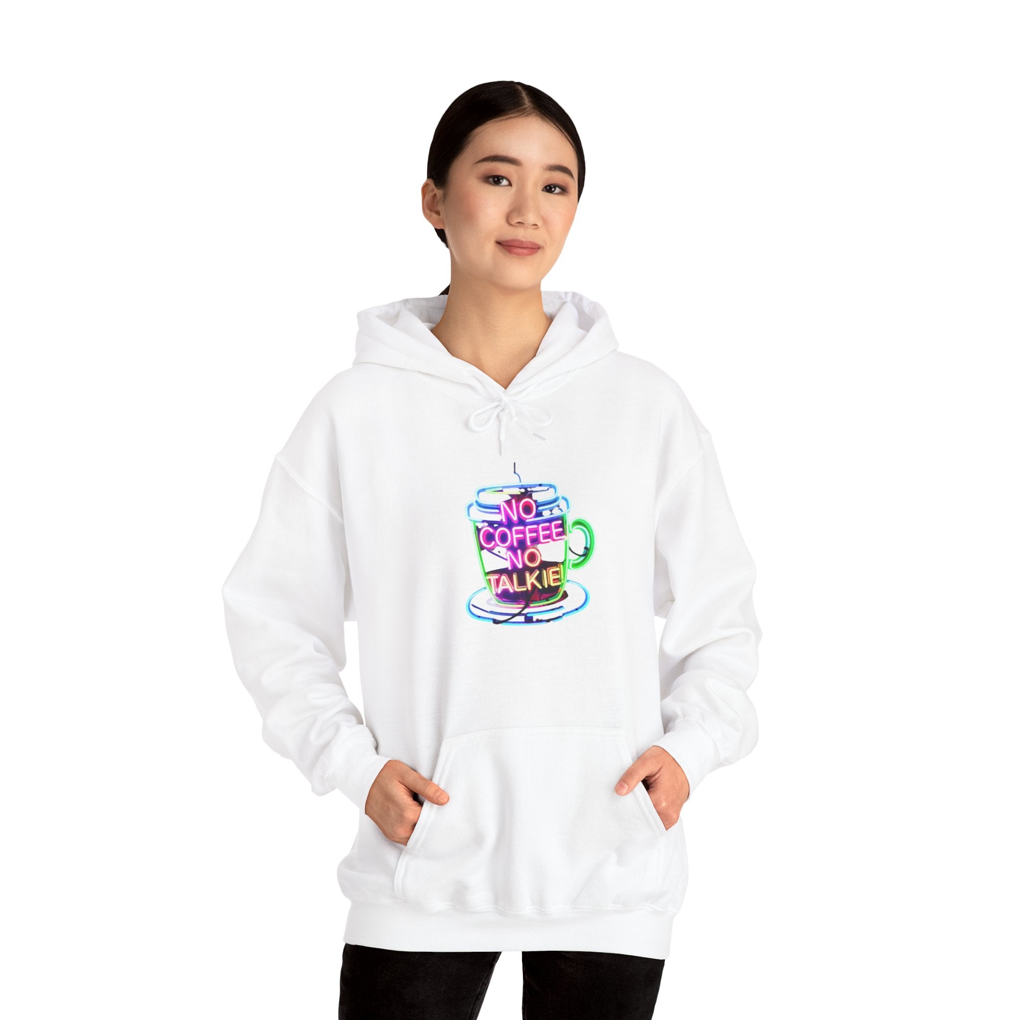 Hoodie - "No Coffee No Talkie" Colorful Coffee Cup Hoodie