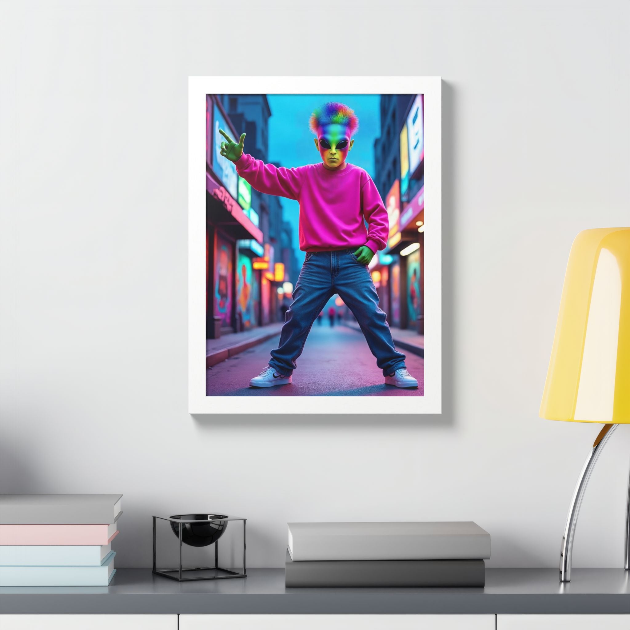 Vibrant Framed Poster, Colorful Wall Art for Home Décor, Funky Room Decoration, Unique Gift for Art Lovers, Retro Vibes, Pop Culture