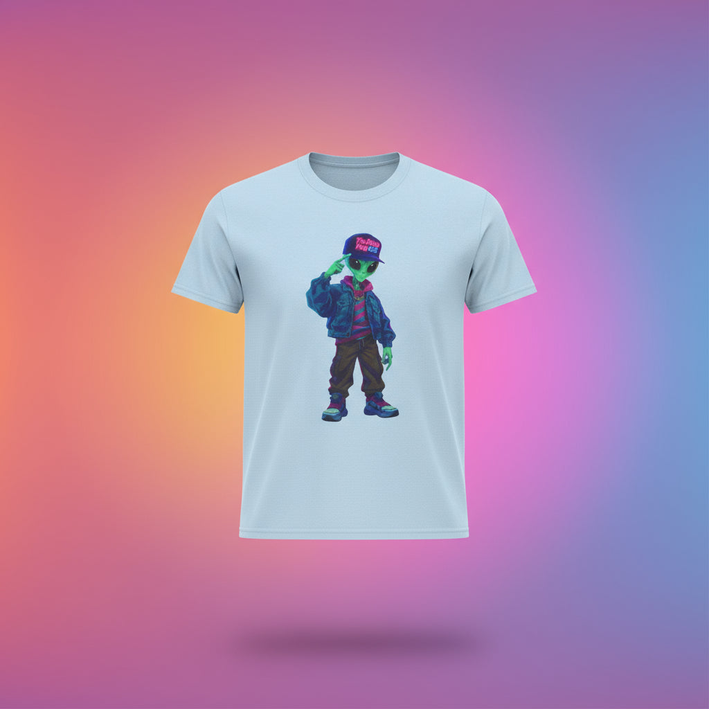 VYBZ Vibrant Alien Graphic Tee - Unisex Heavy Cotton Tee for Casual Wear, Gifts, Streetwear, Festivals, Unique Style