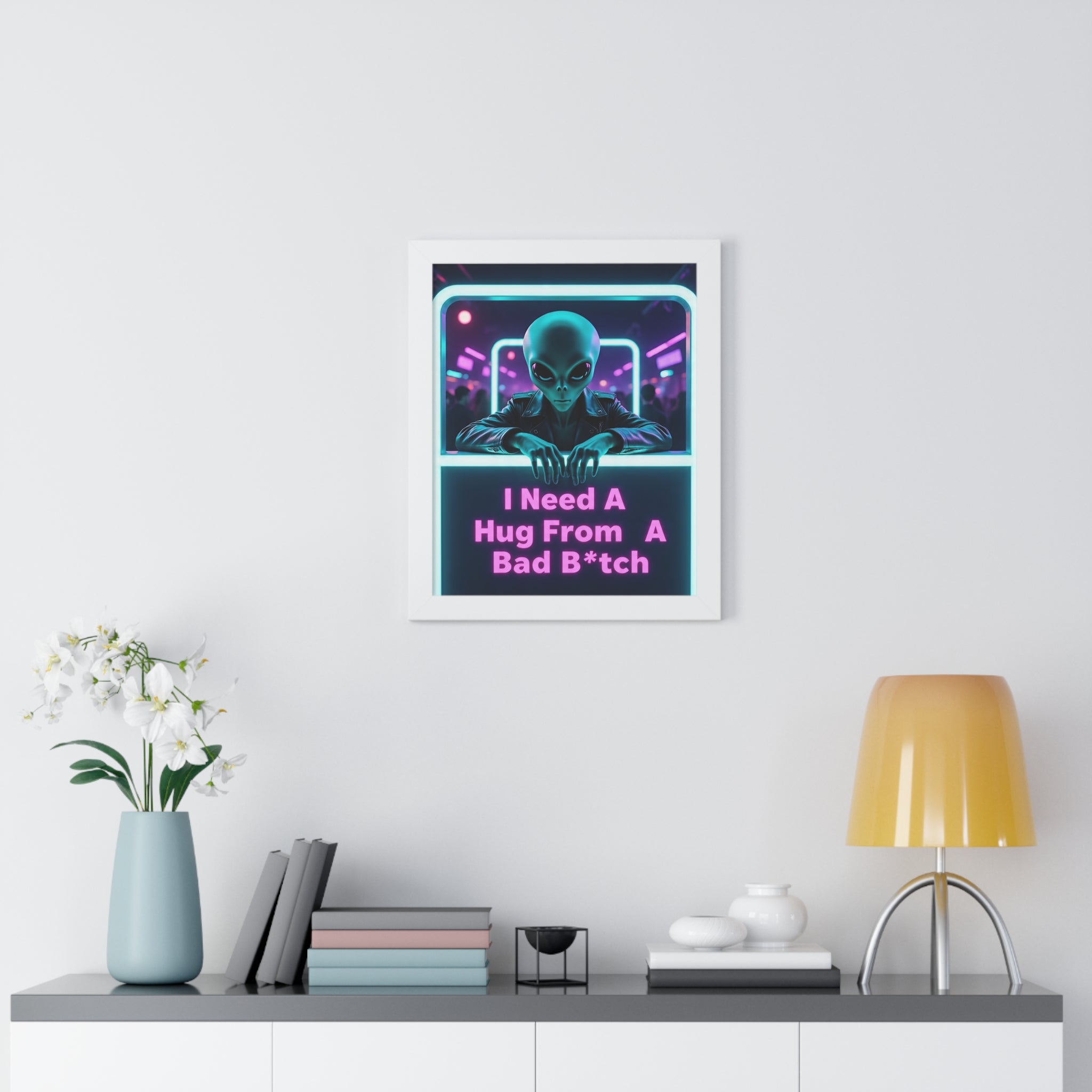 Funky Alien Art Print, Framed Vertical Poster for Home Decor, Cool Gift for Sci-Fi Lovers, Quirky Wall Art for Parties, Unique Room [...]