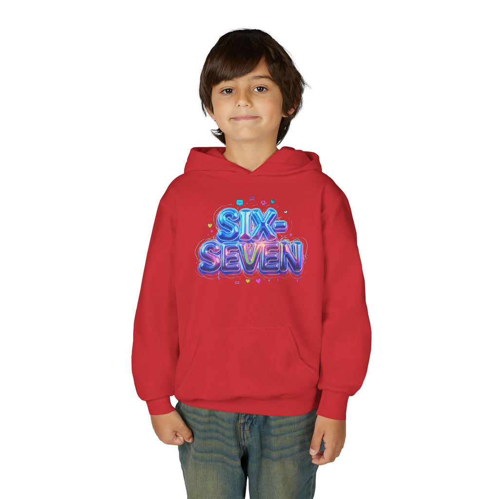 Youth Hoodie — "Six Seven" Colorful 3D Balloon Text Graphic