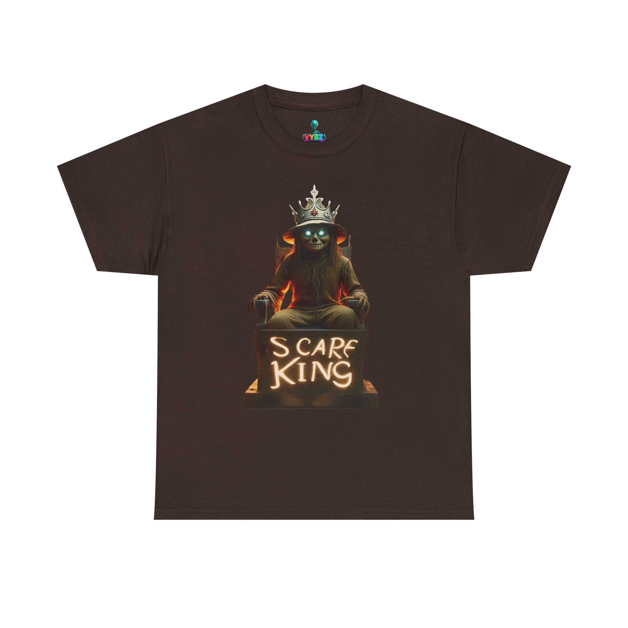 VYBZ Scare King Unisex Heavy Cotton Tee, Halloween Shirt, Horror Tee, Graphic T-Shirt, Scary Costume Top, Gift for Spooky Lovers