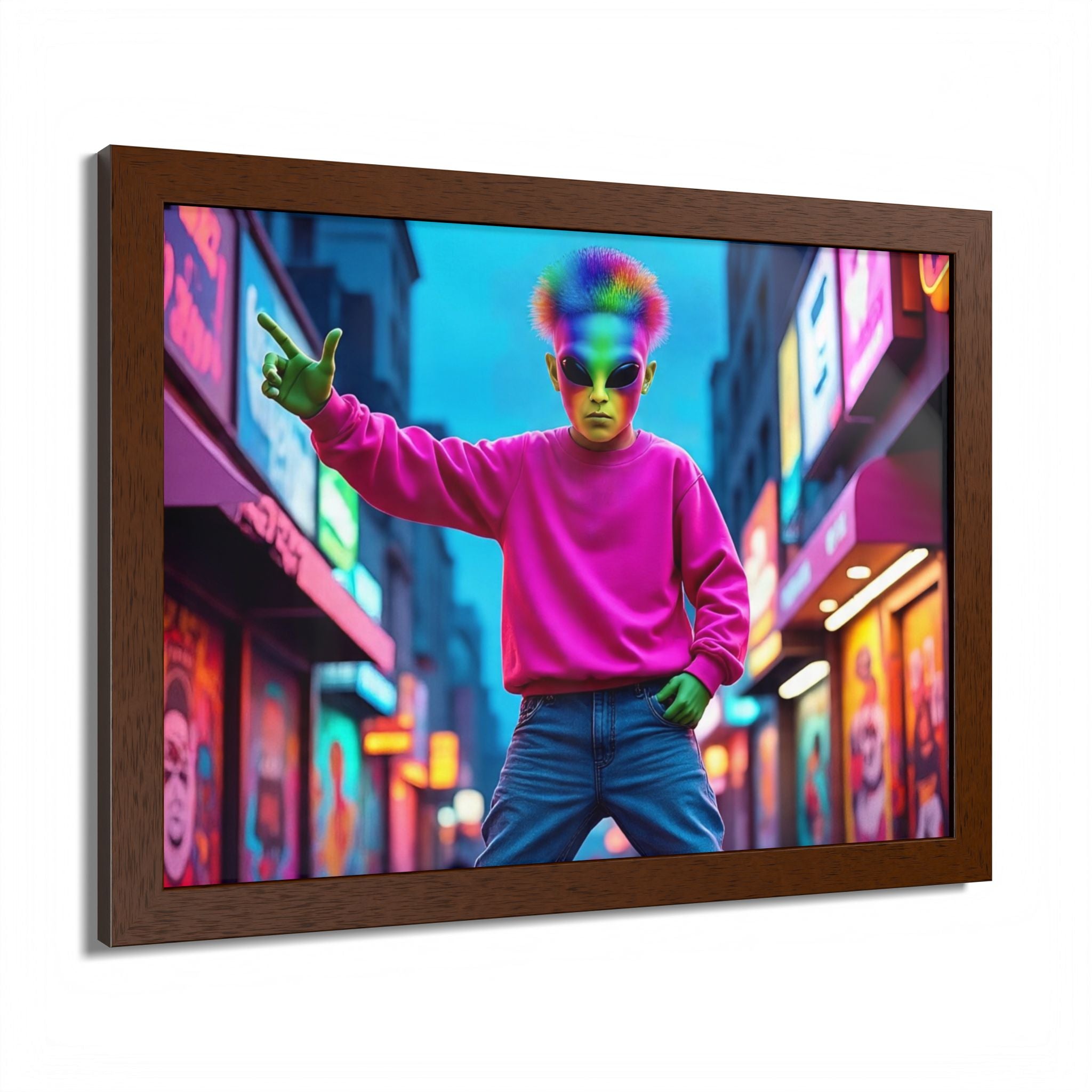 Vibrant Framed Poster, Colorful Wall Art for Home Décor, Funky Room Decoration, Unique Gift for Art Lovers, Retro Vibes, Pop Culture