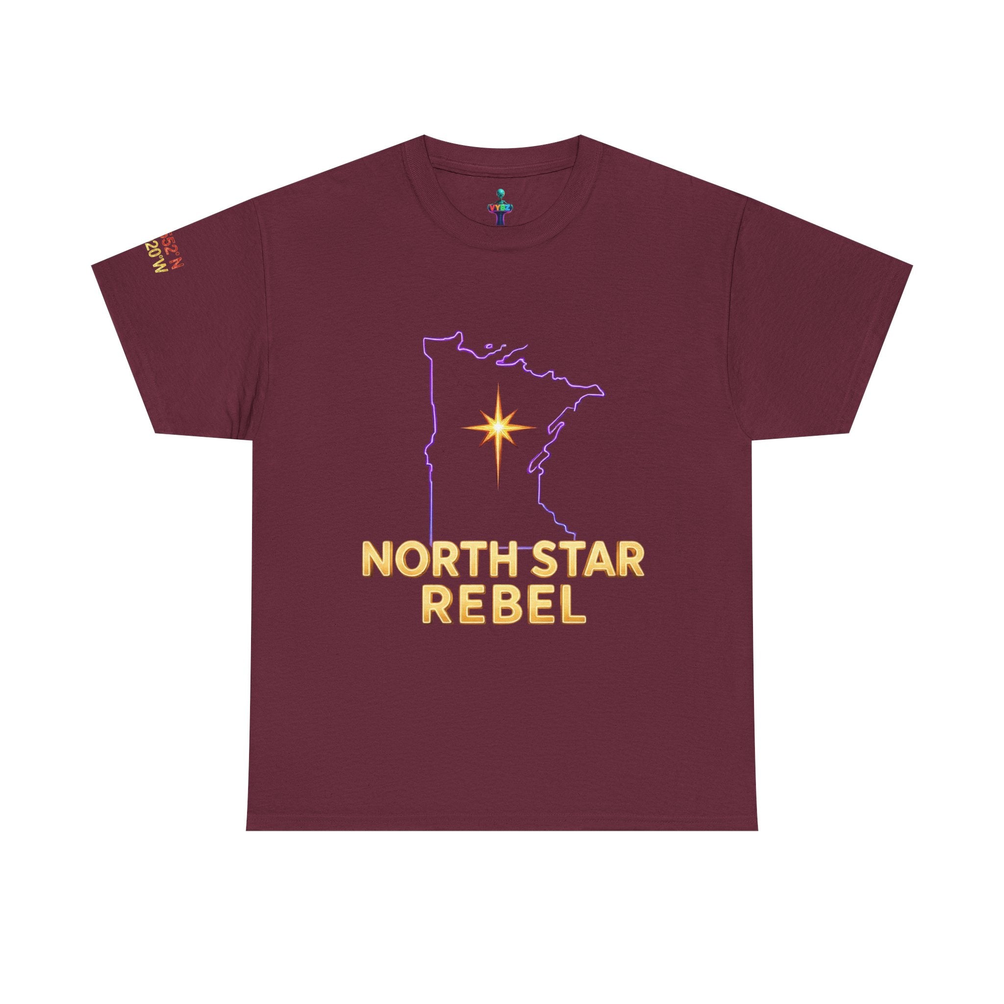 North Star Rebel Tee — Minnesota Map Shirt with "We Hold The Line" Gold Back Print