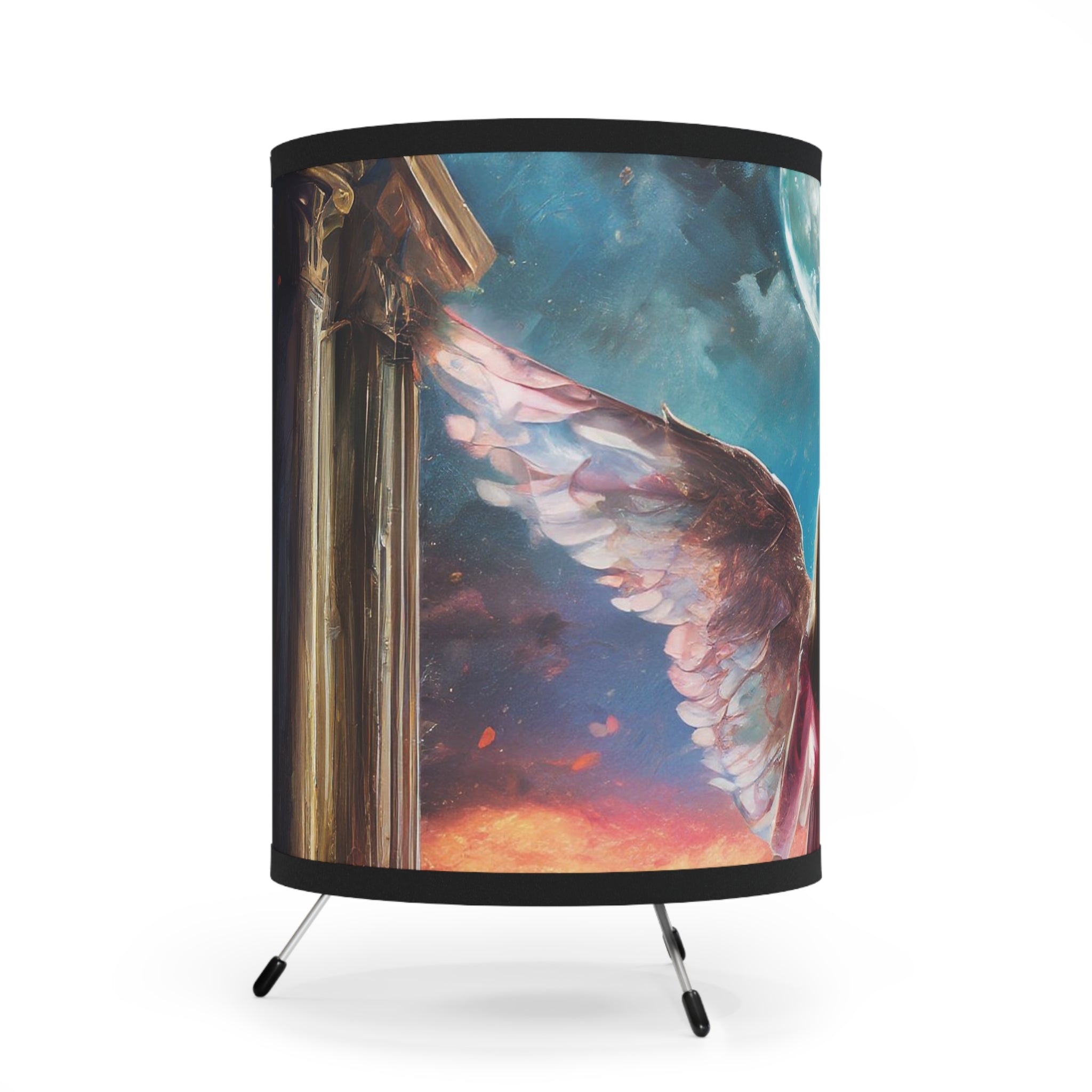 Tripod Lamp with Angel Wings Shade