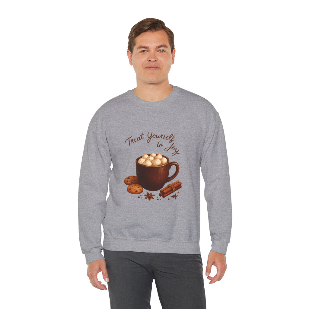 Cozy Hot Cocoa Sweatshirt — "Treat Yourself to Joy" Crewneck