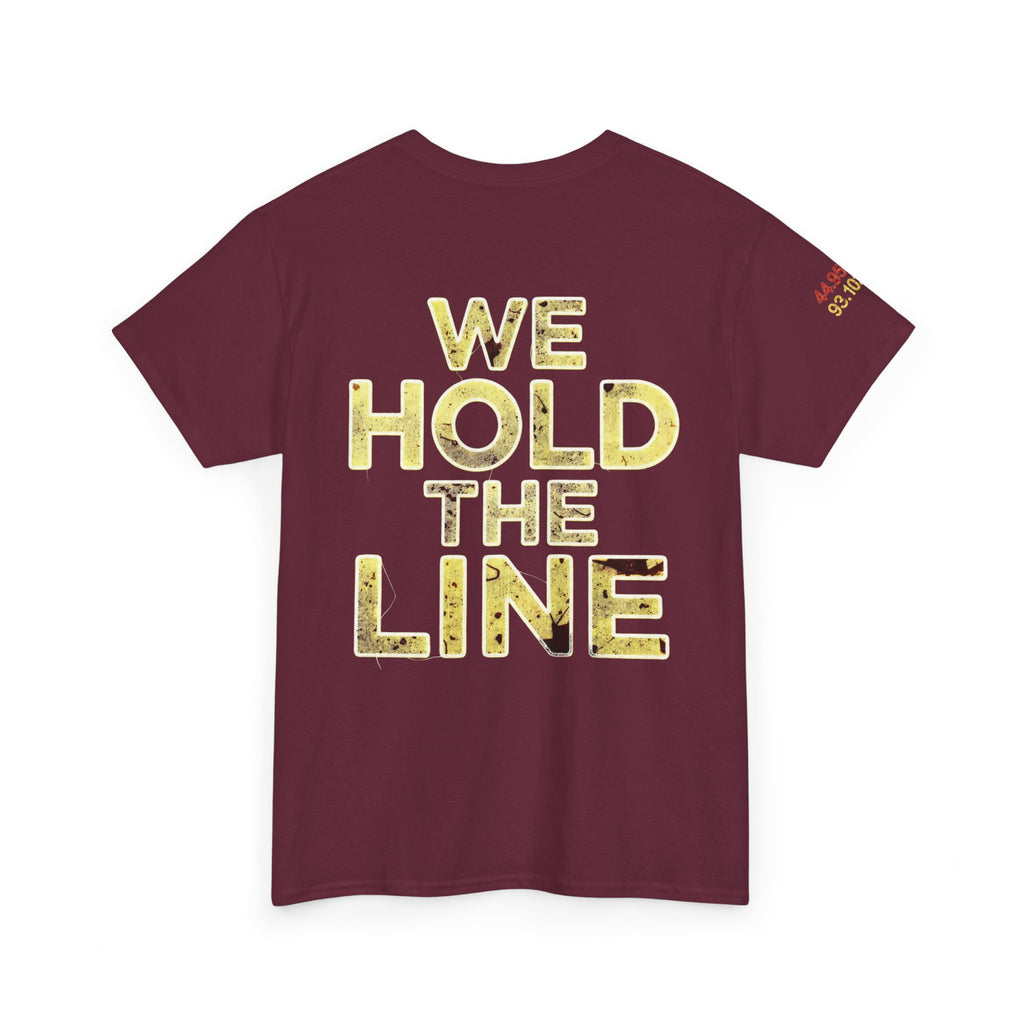 North Star Rebel Tee — Minnesota Map Shirt with "We Hold The Line" Gold Back Print