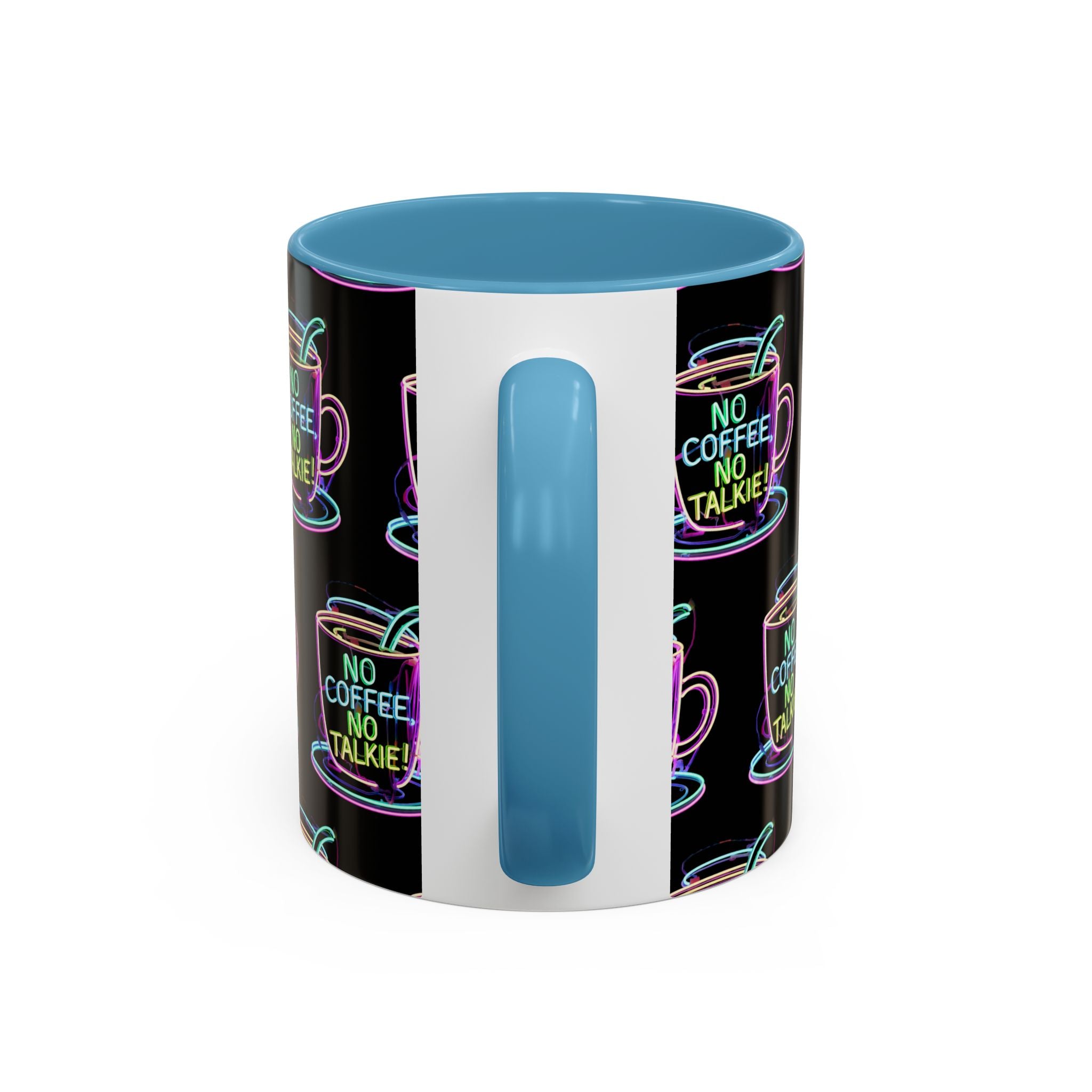 Coffee Mug — "No Coffee No Talkie" Neon Accent Mug