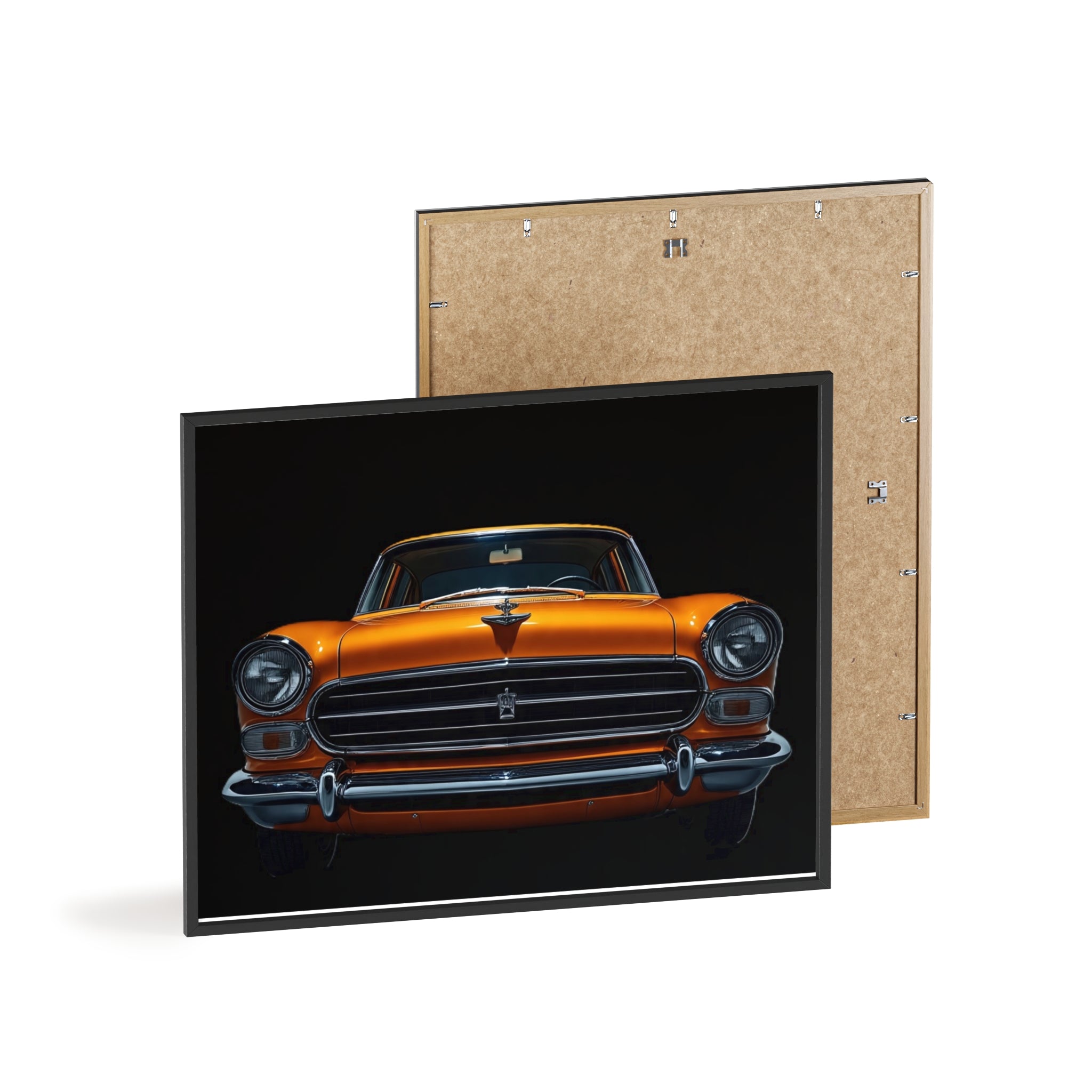 Classic Car Art Poster with Wooden Frame, Vintage Auto Decor, Gift for Car Lovers, Retro Wall Art, Home & Office Decoration