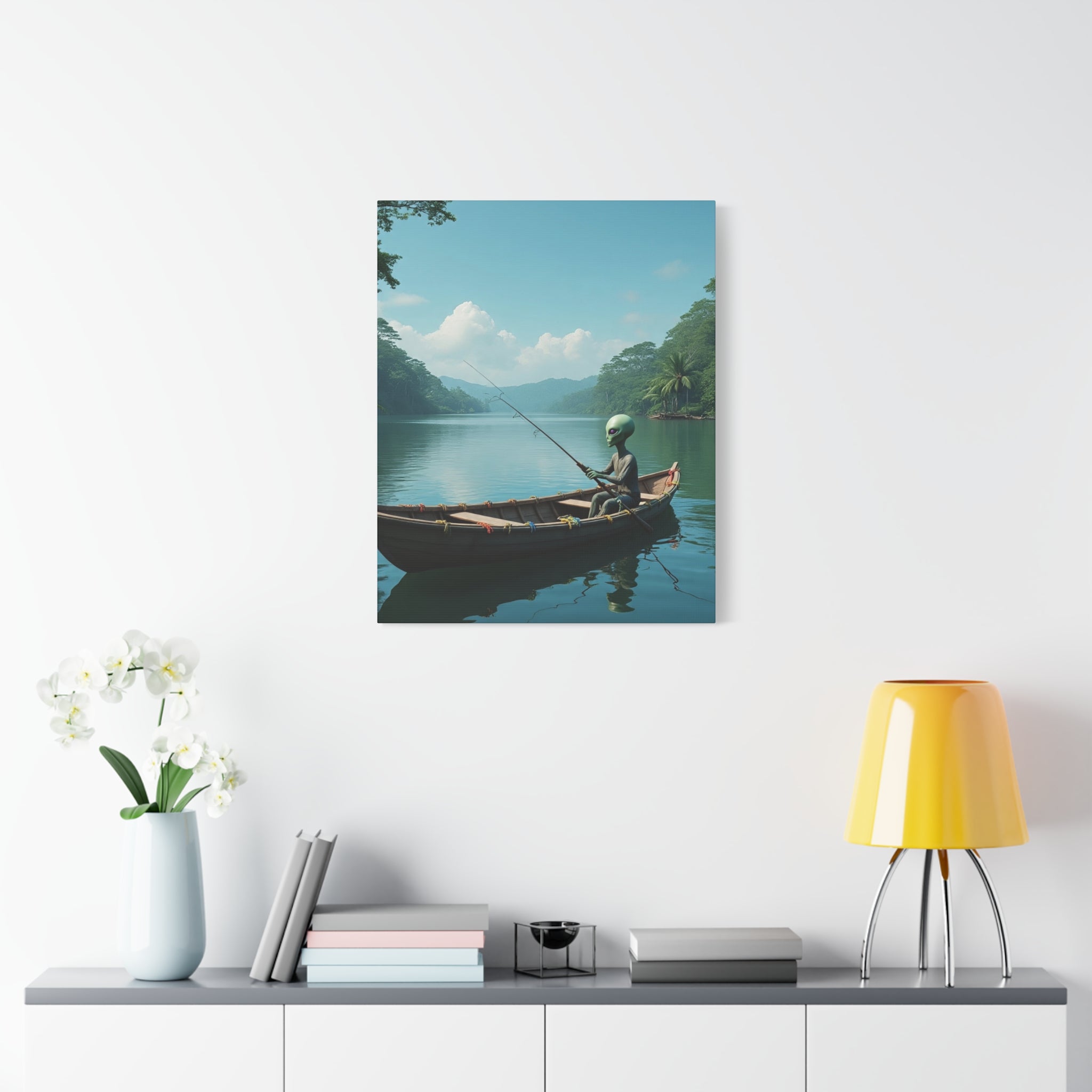 Alien Fishing Canvas Art