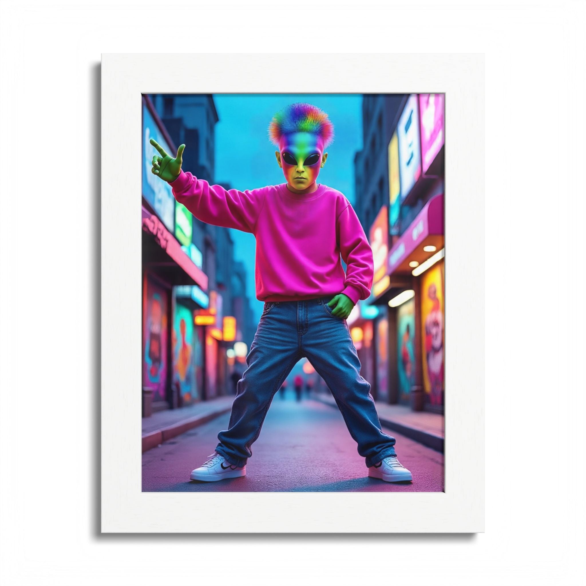 Vibrant Framed Poster, Colorful Wall Art for Home Décor, Funky Room Decoration, Unique Gift for Art Lovers, Retro Vibes, Pop Culture