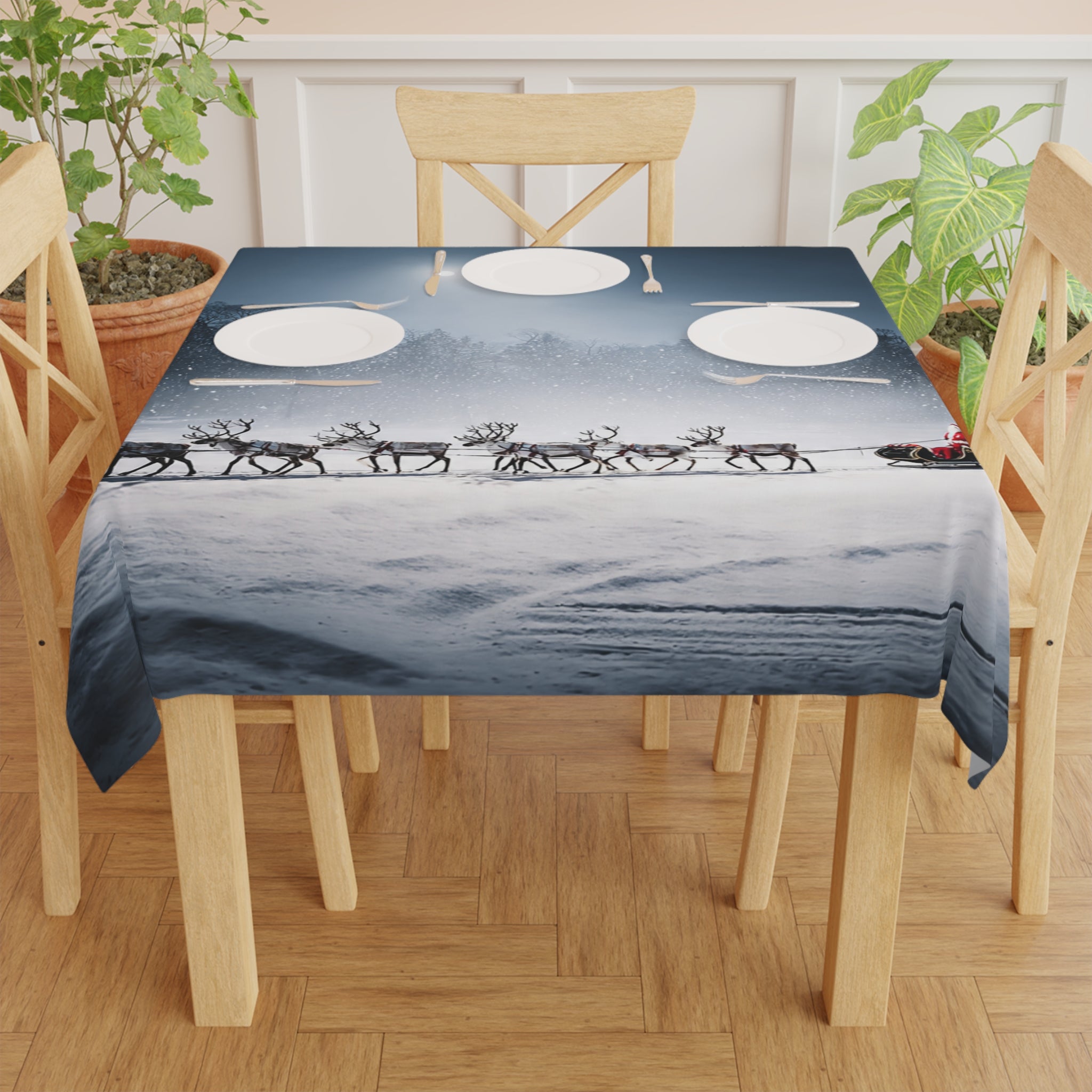 Tablecloth - Moonlit Santa Sleigh Christmas Holiday Table Cover