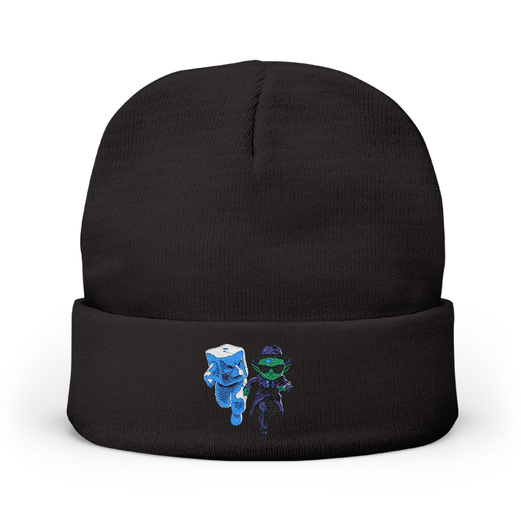 Alien Ice Knit Beanie, Embroidered Winter Hat
