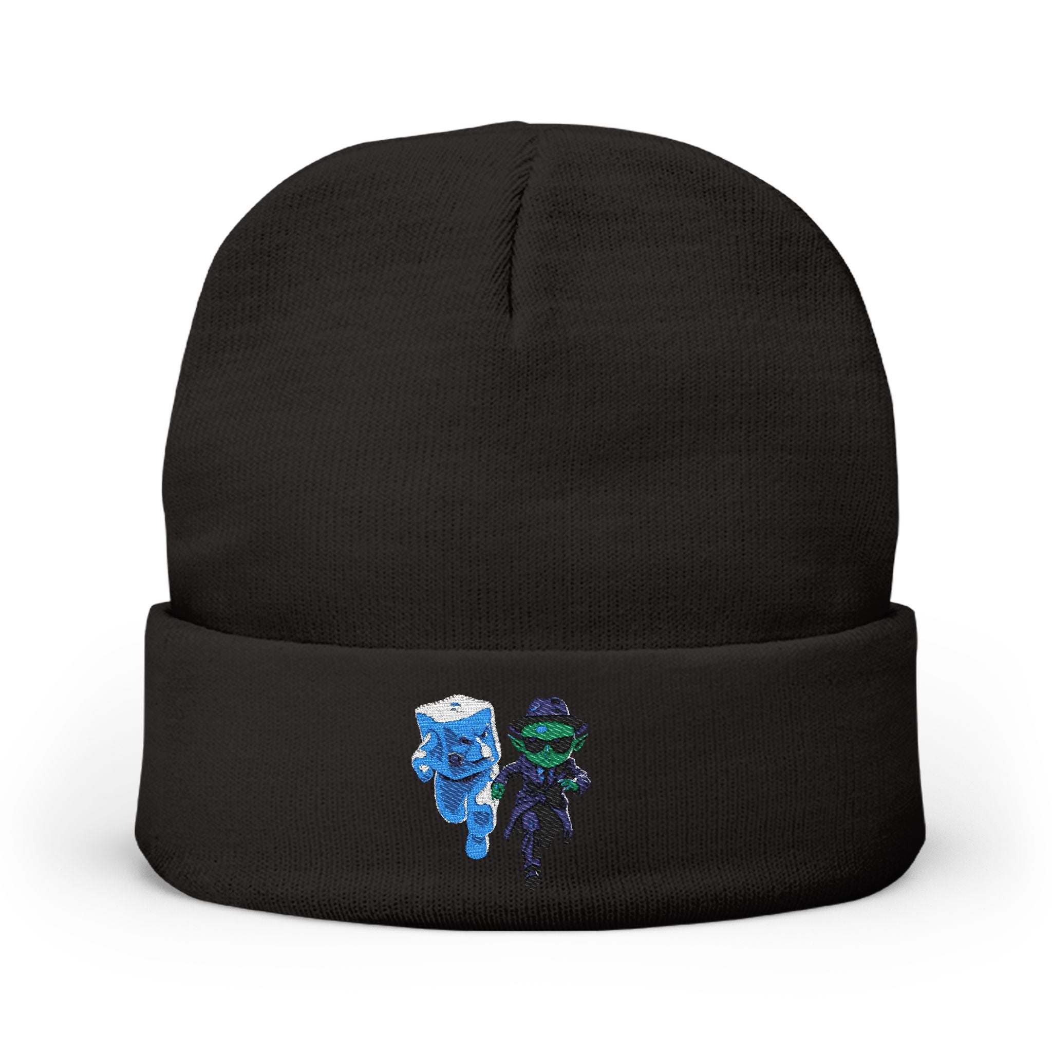 Alien Ice Knit Beanie, Embroidered Winter Hat