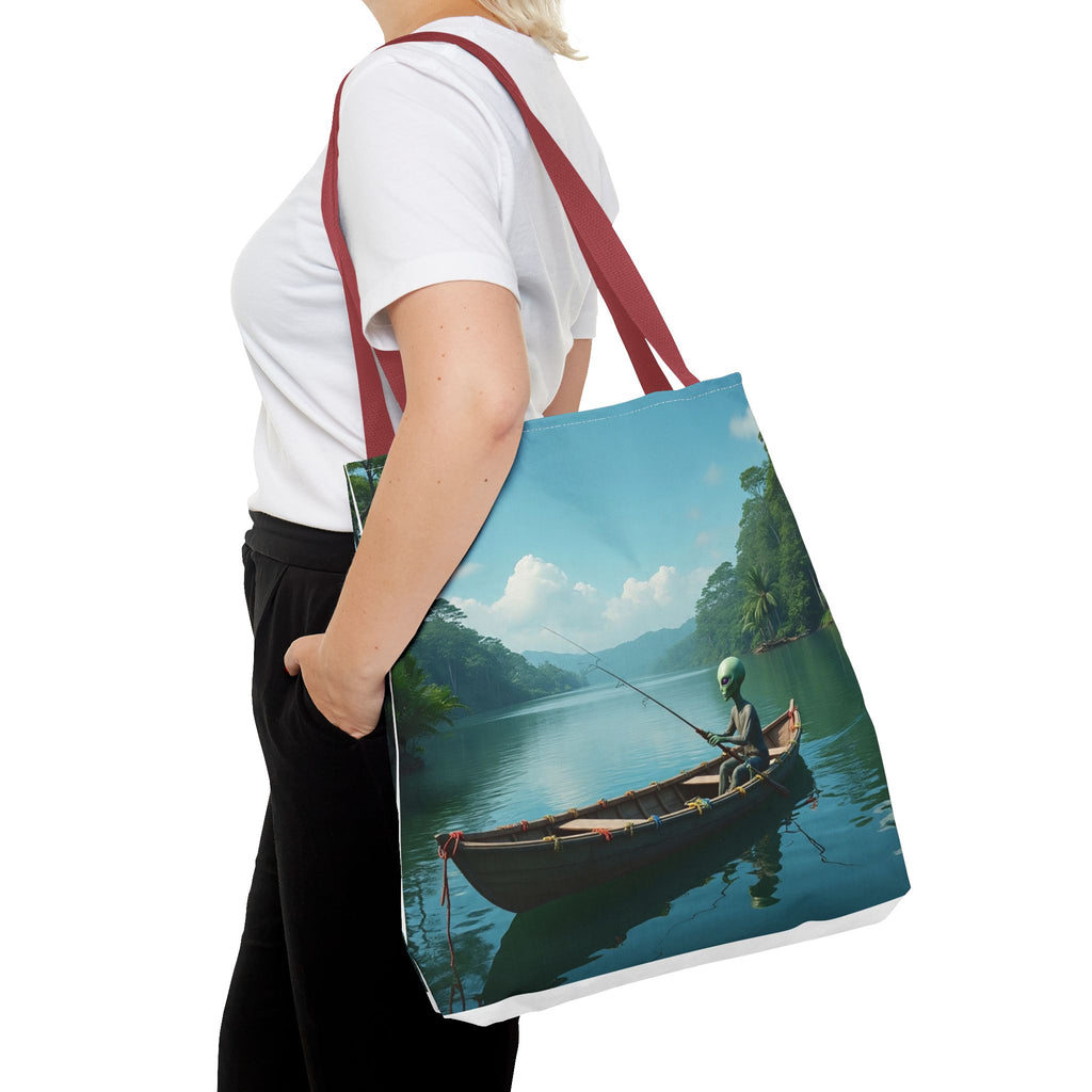 VYBZ Serene Alien Fishing Scenic Tote Bag