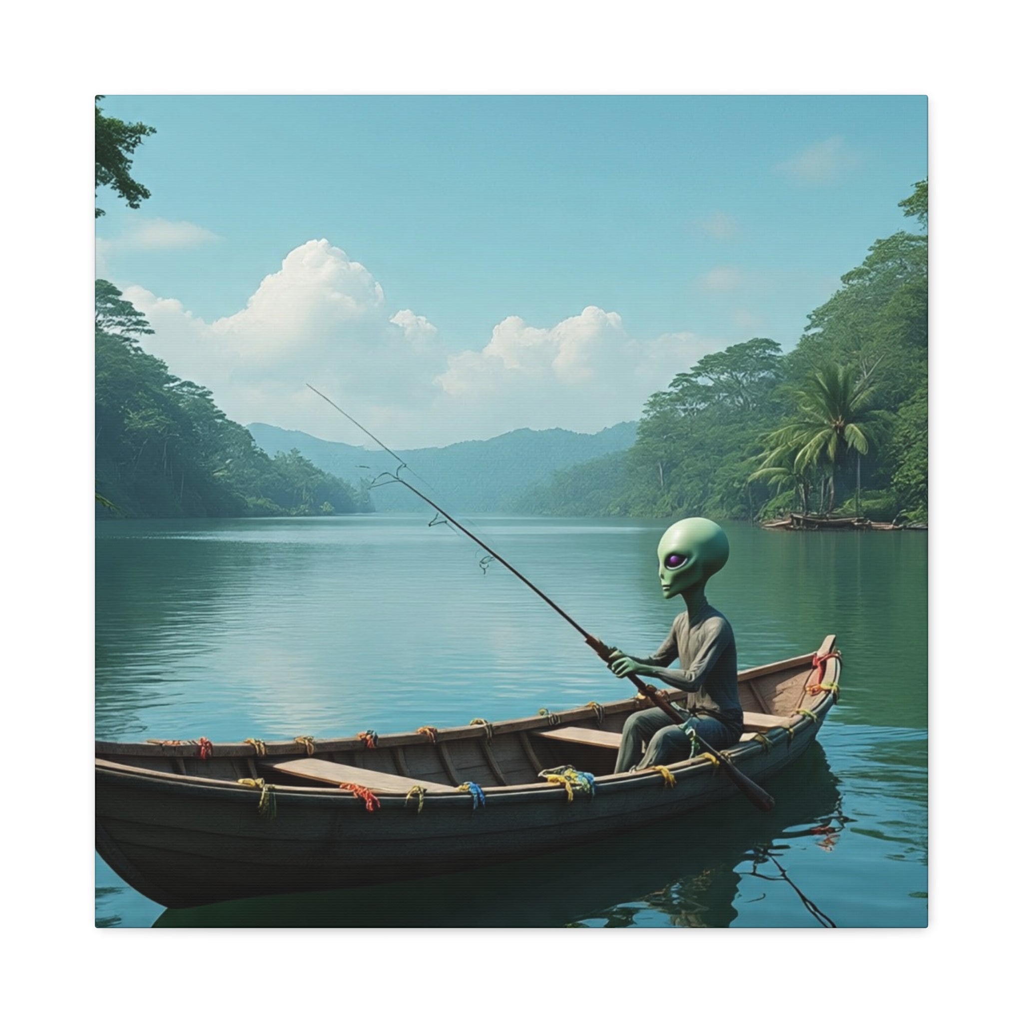 Alien Fishing Canvas Art