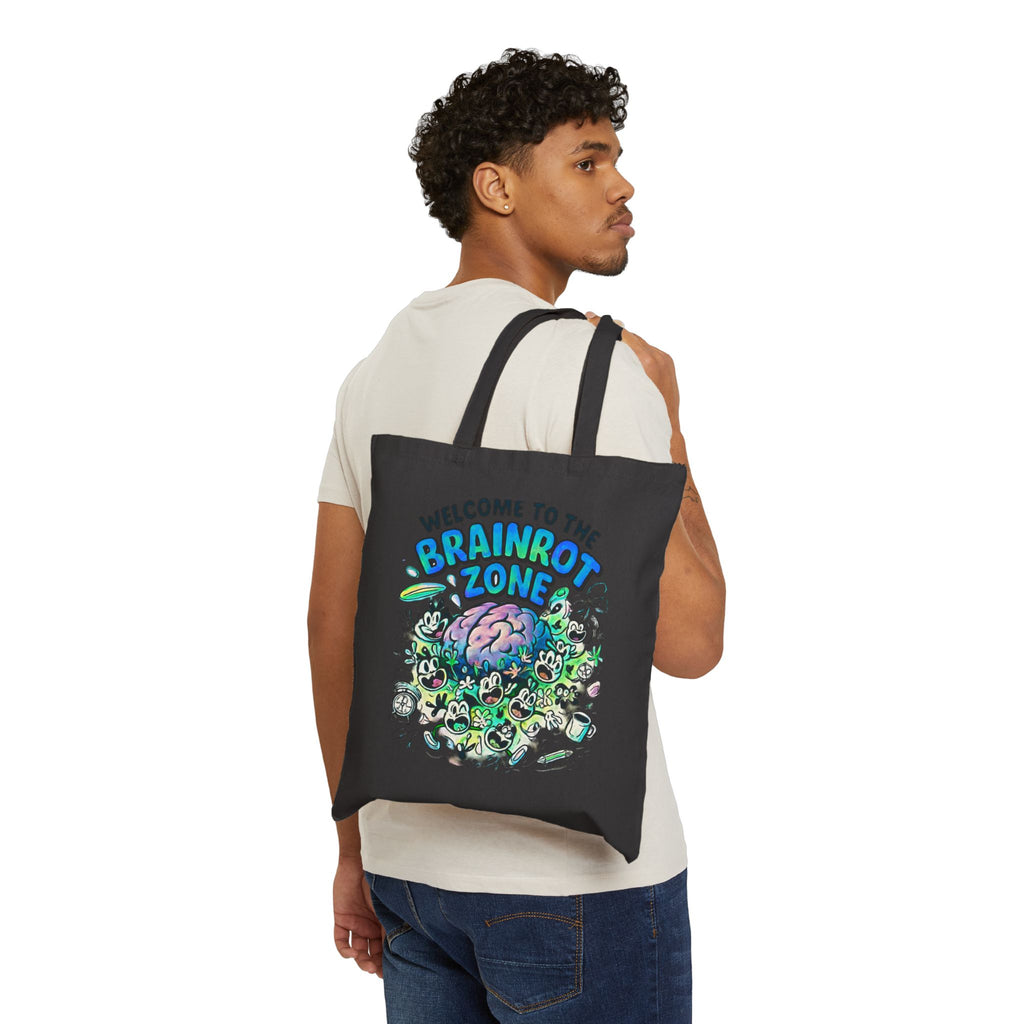 Brainrot Zone Cotton Canvas Tote Bag